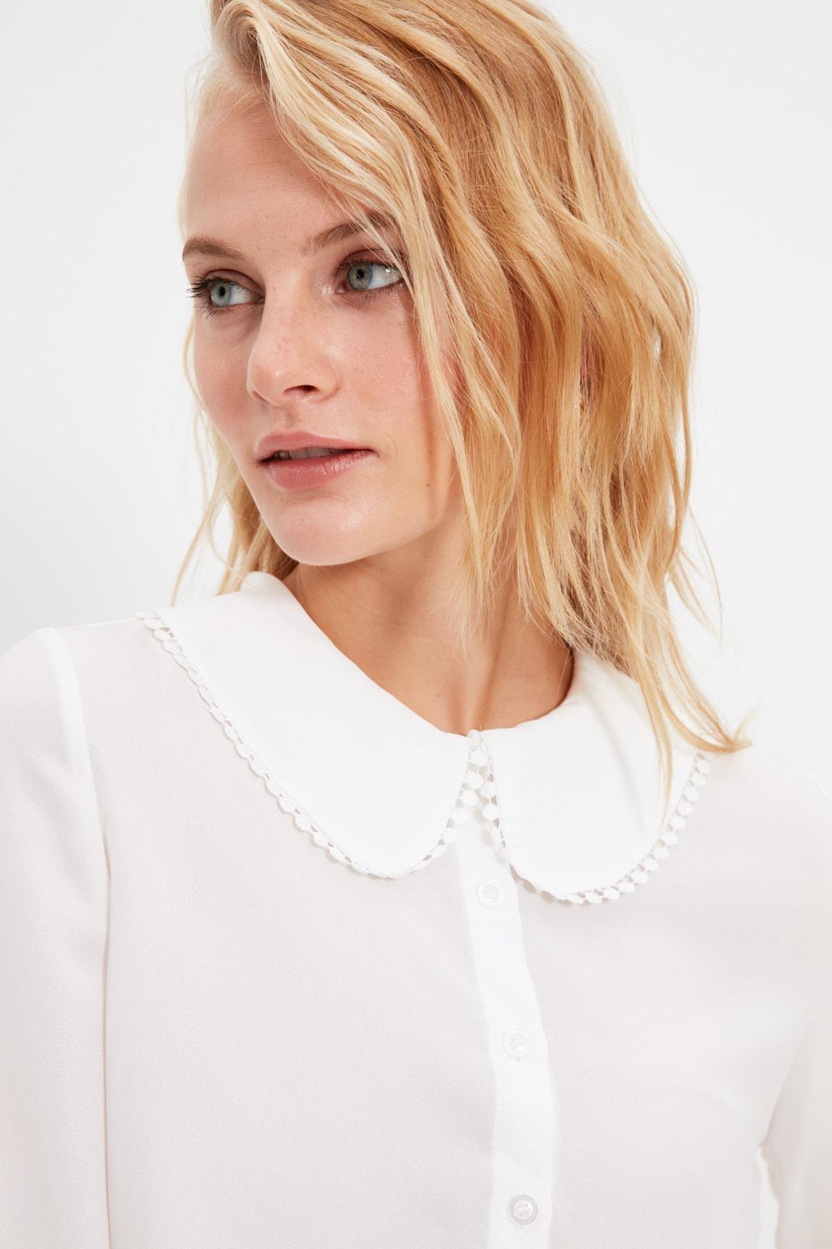 White Oversized Peter Pan Collar Shirt, , large image number 4