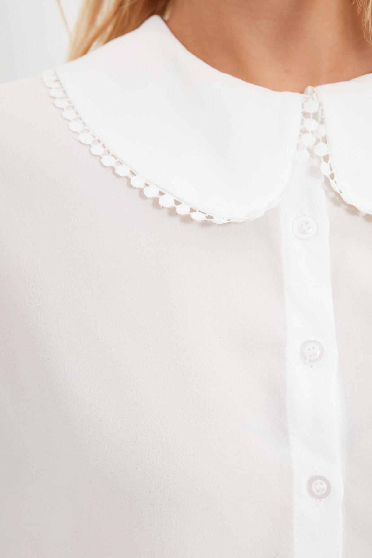 White Oversized Peter Pan Collar Shirt, , large image number 6
