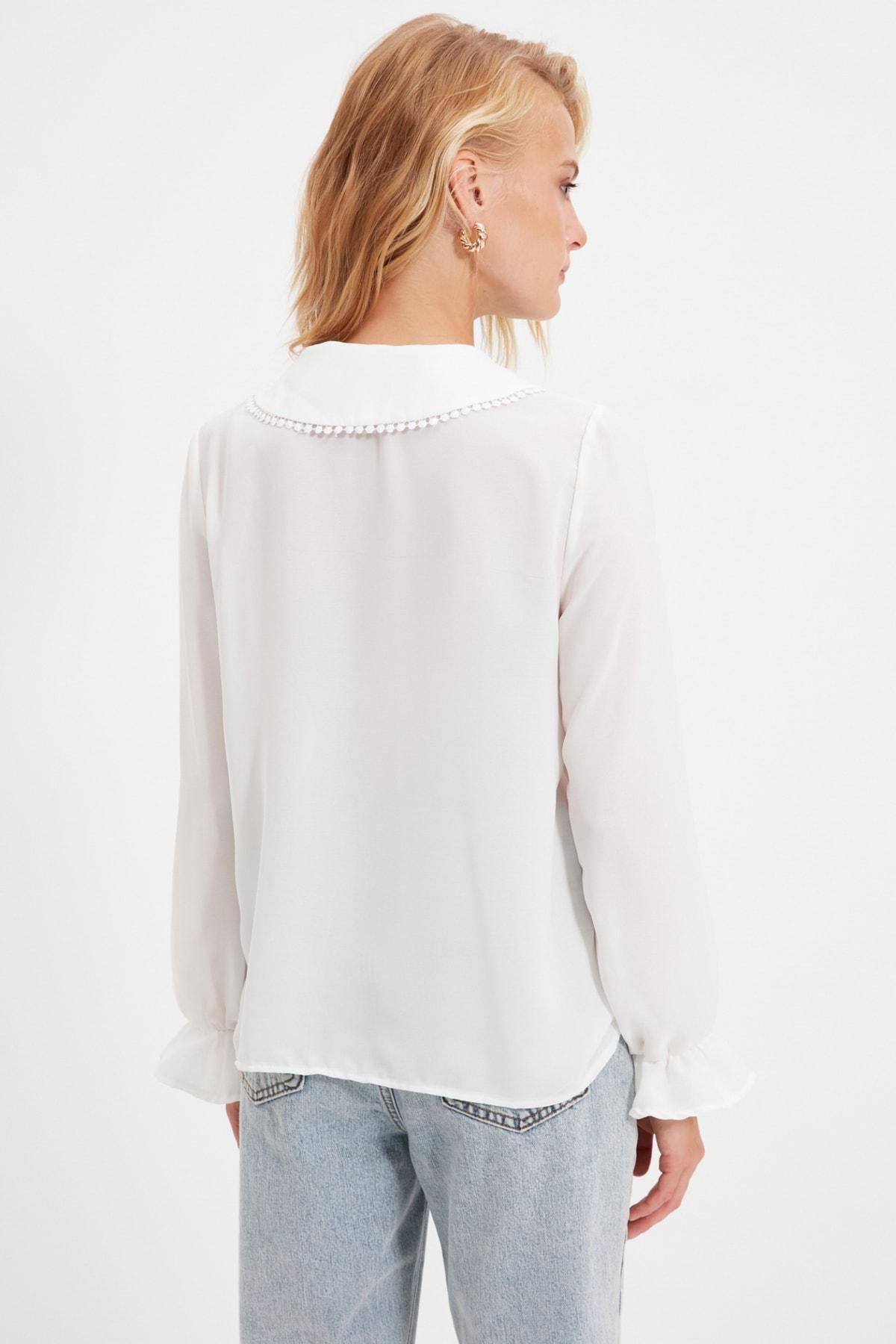 White Oversized Peter Pan Collar Shirt, , large image number 8