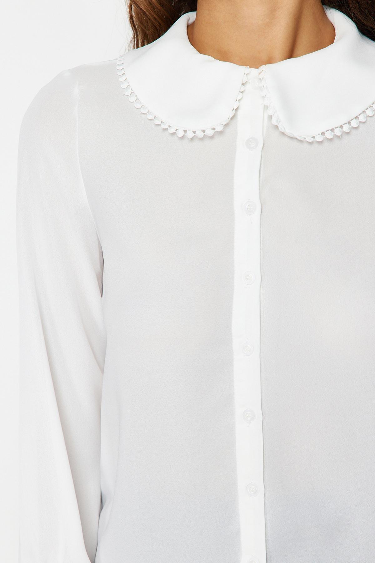 White Oversized Peter Pan Collar Shirt, , large image number 9