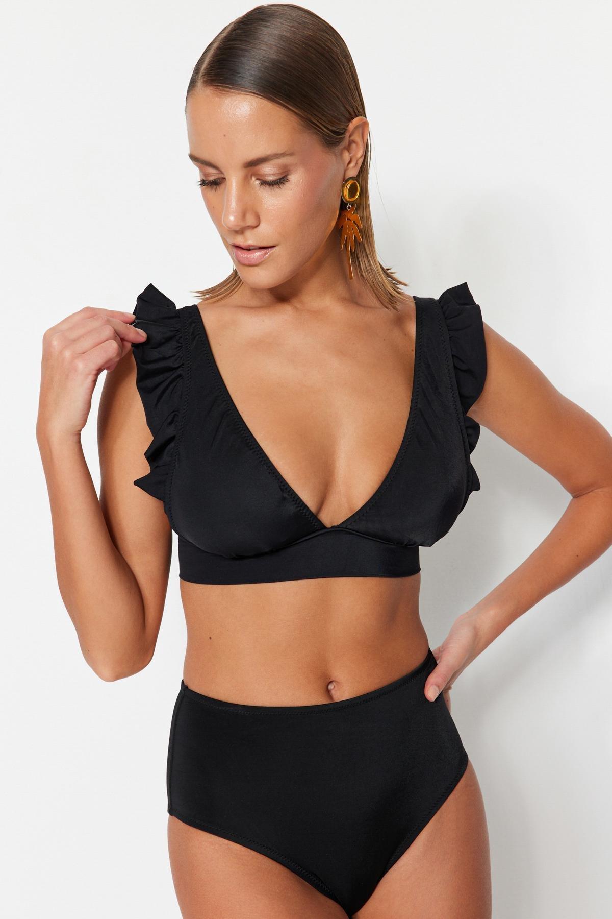 Trendyol - Black Plain Bikini Top <br>