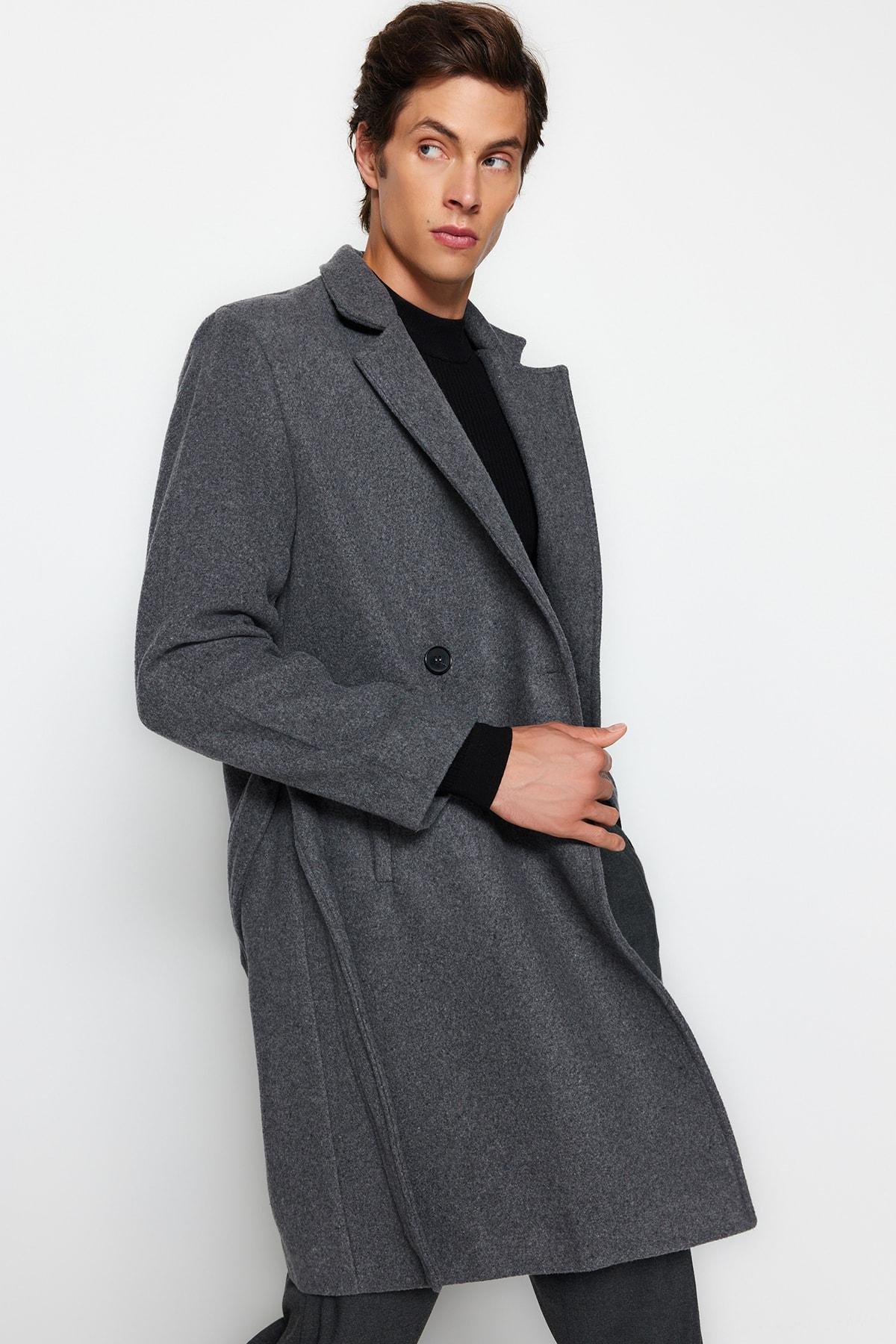Grey Basic Coat, Anthracite, medium