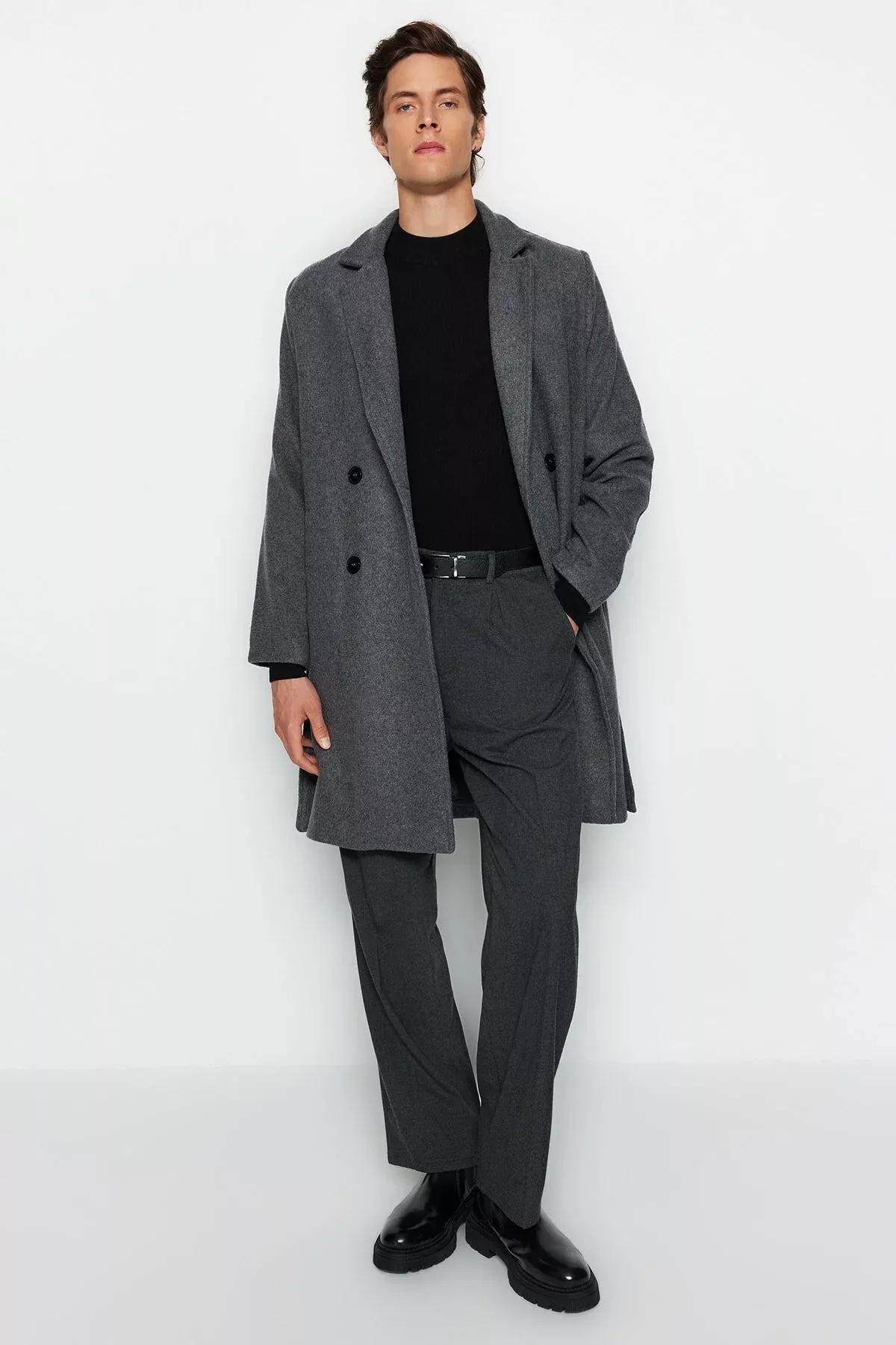 Grey Basic Coat, Anthracite, medium