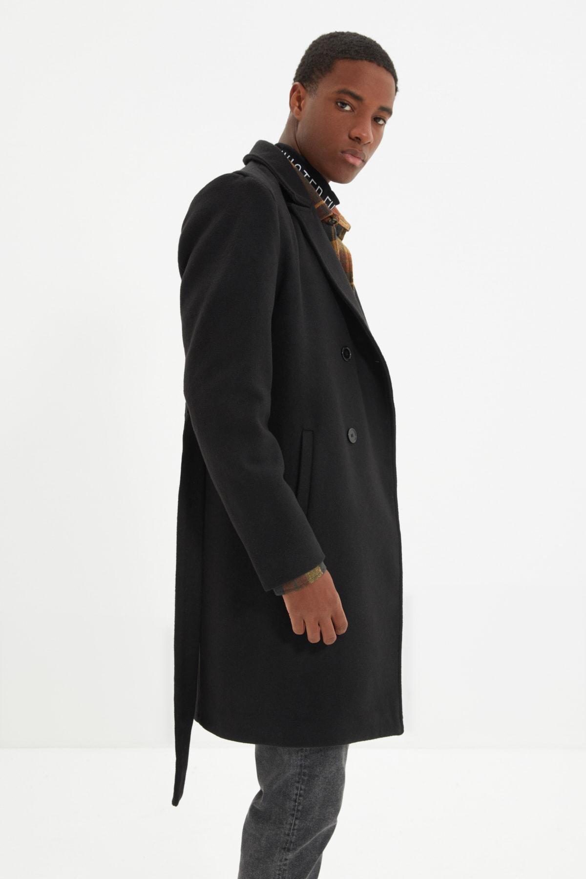 Black Lapel Collar Coat, , large image number 1