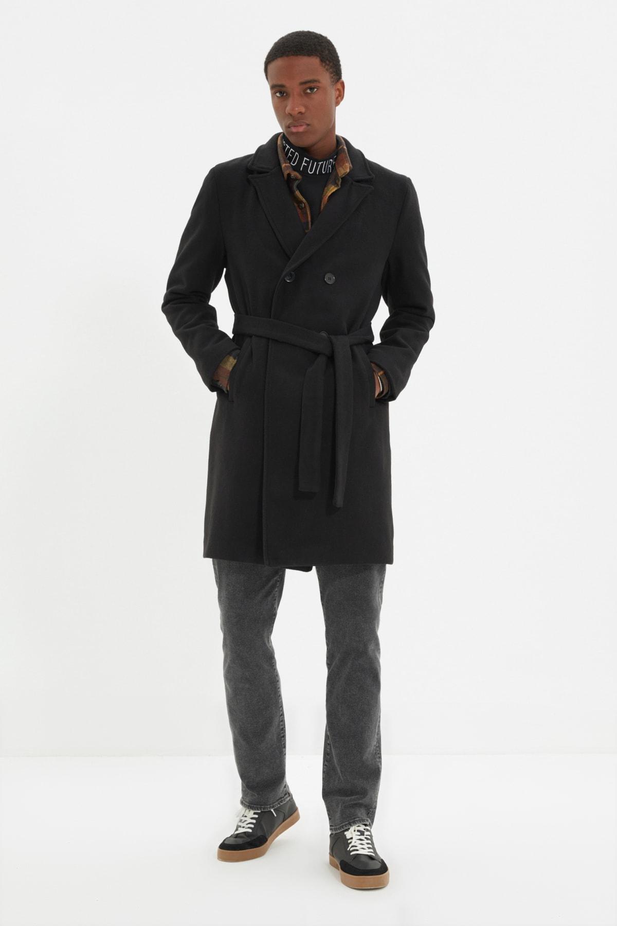 Black Lapel Collar Coat, , large image number 3