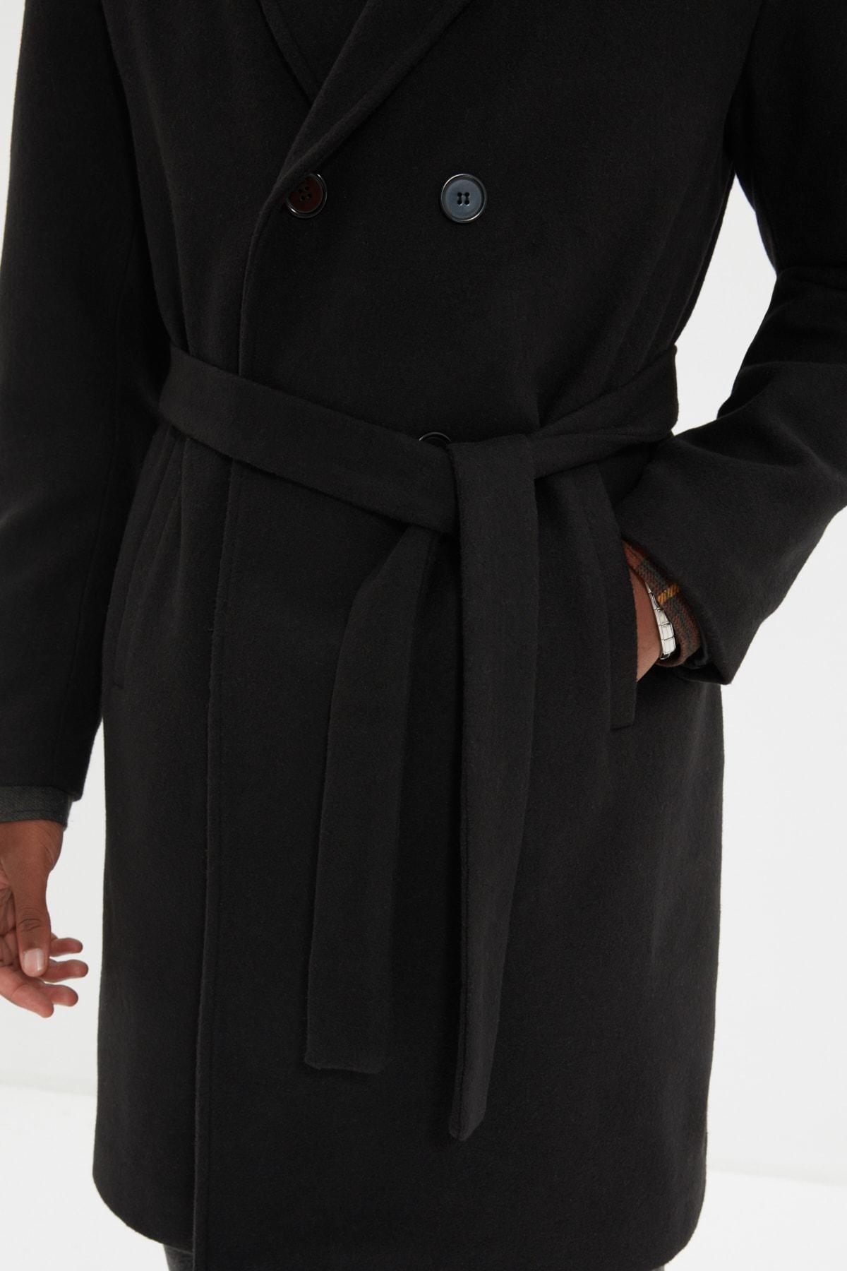 Black Lapel Collar Coat, , large image number 4