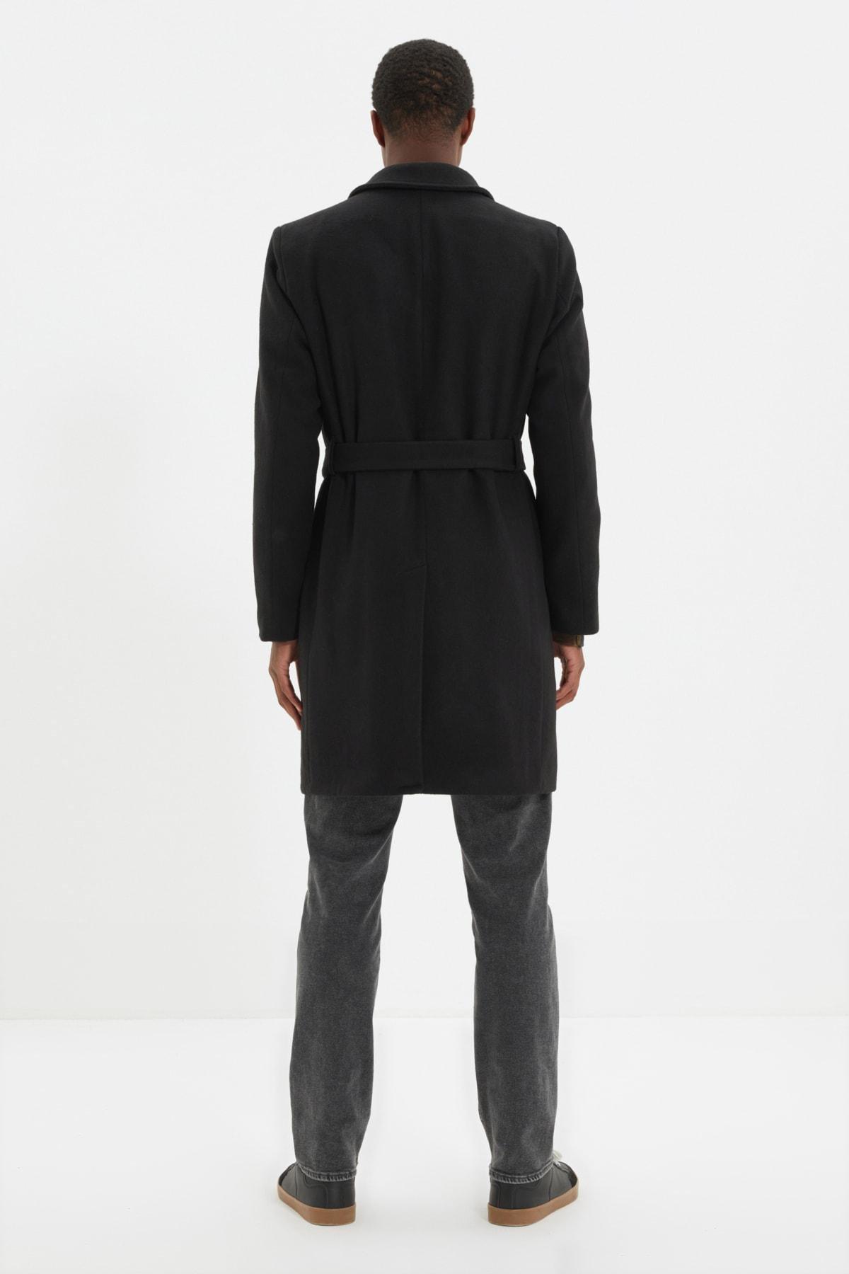 Black Lapel Collar Coat, , large image number 5