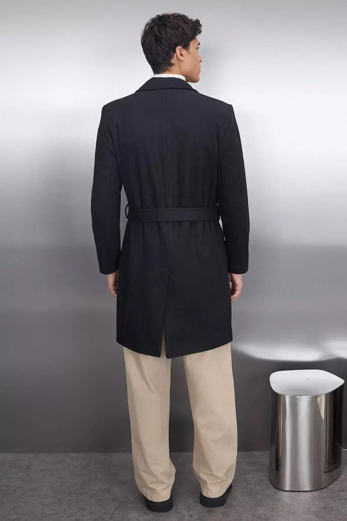 Black Lapel Collar Coat, , large image number 6