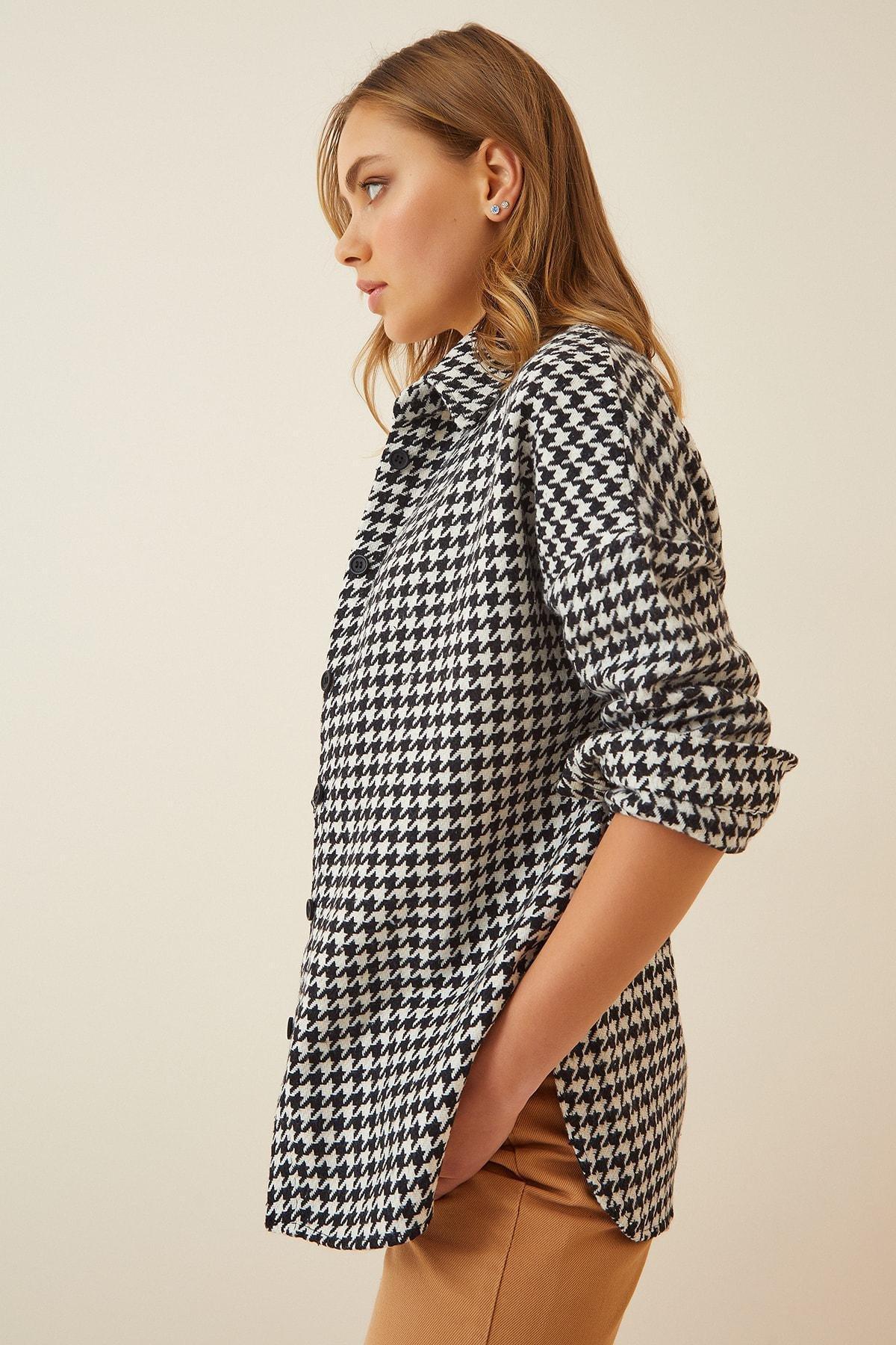 Black Pattern Oversized Jacket, , large image number 3
