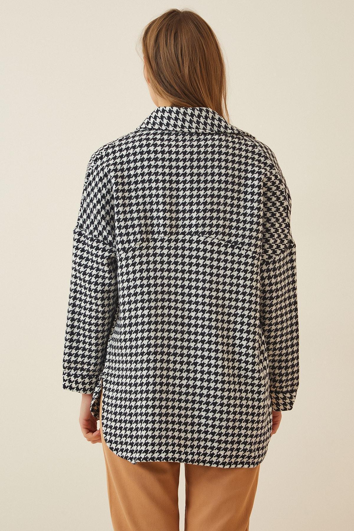 Black Pattern Oversized Jacket, , large image number 4