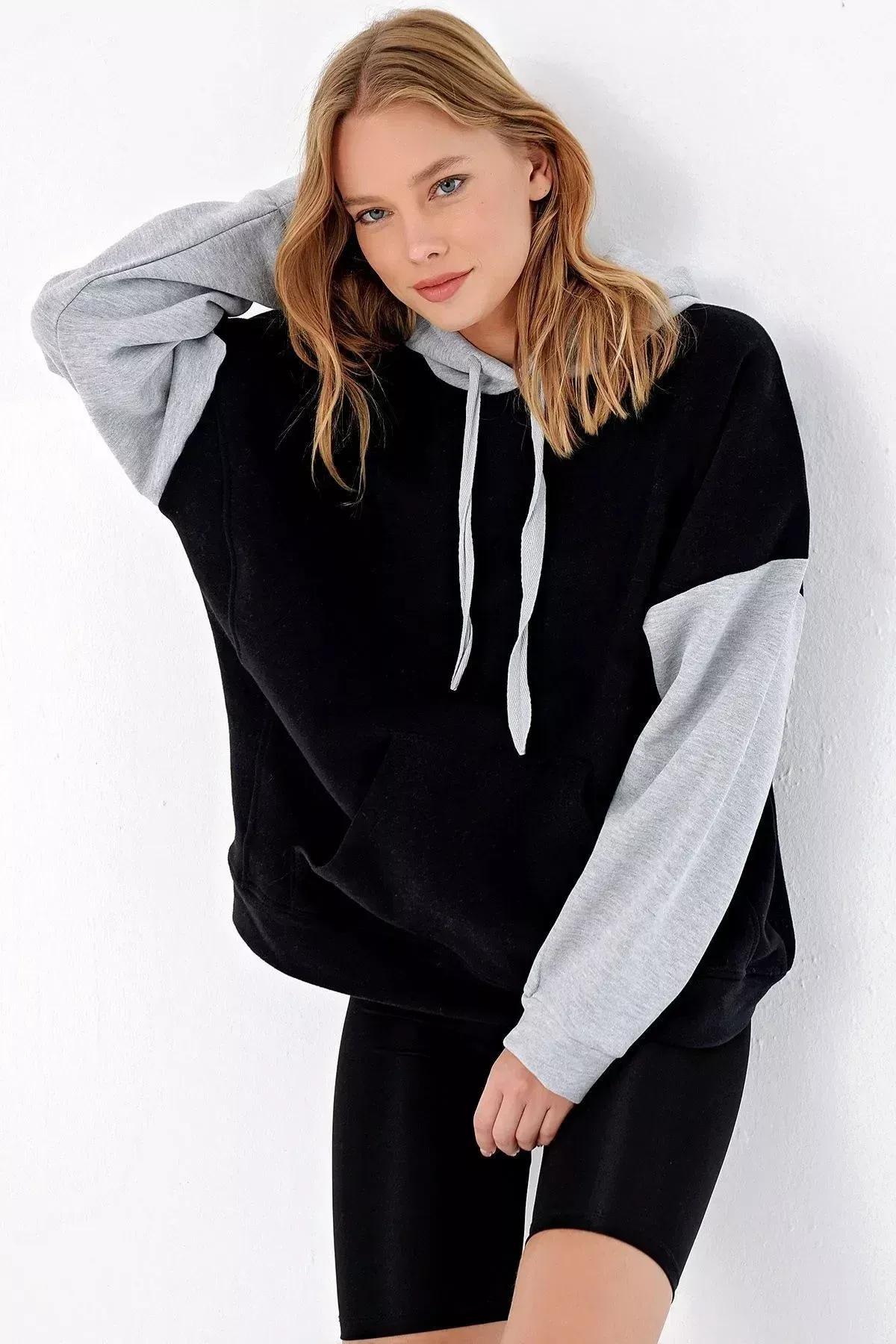 Multicolour Off-Shoulder Oversize Sweatshirt, Multicolor, large image number 2