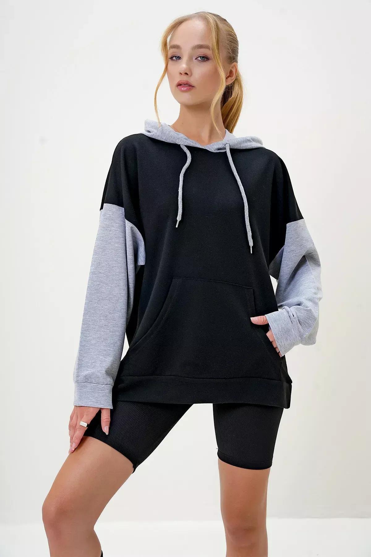 Multicolour Off-Shoulder Oversize Sweatshirt, Multicolor, large image number 5