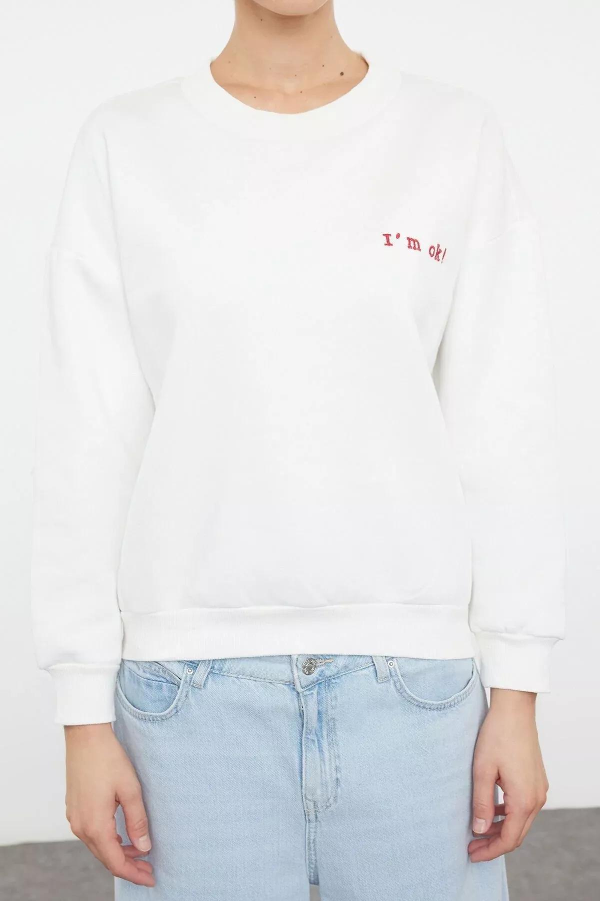 White Regular Sweatshirt, Ecru, large image number 4
