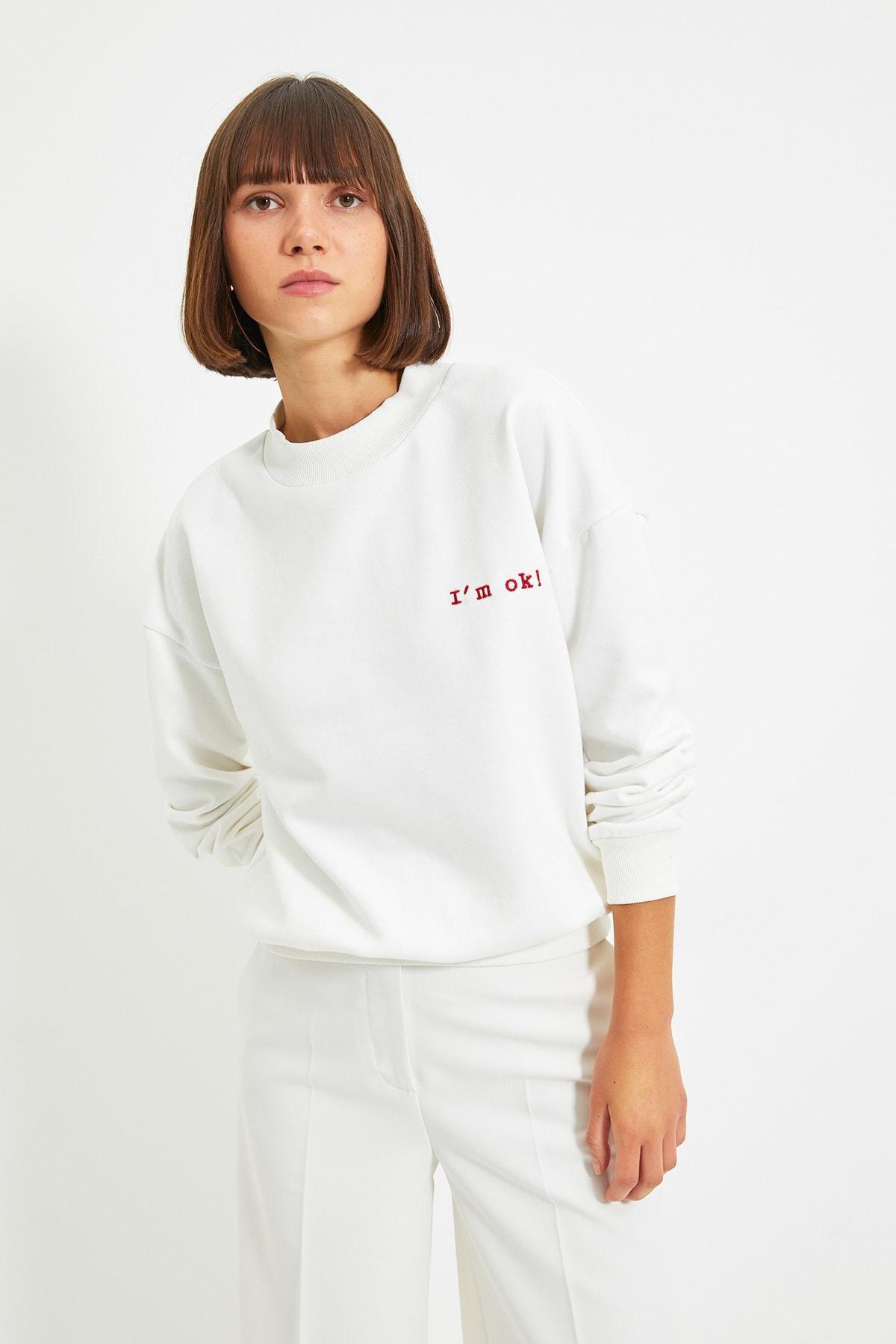 White Regular Sweatshirt, , large image number 6