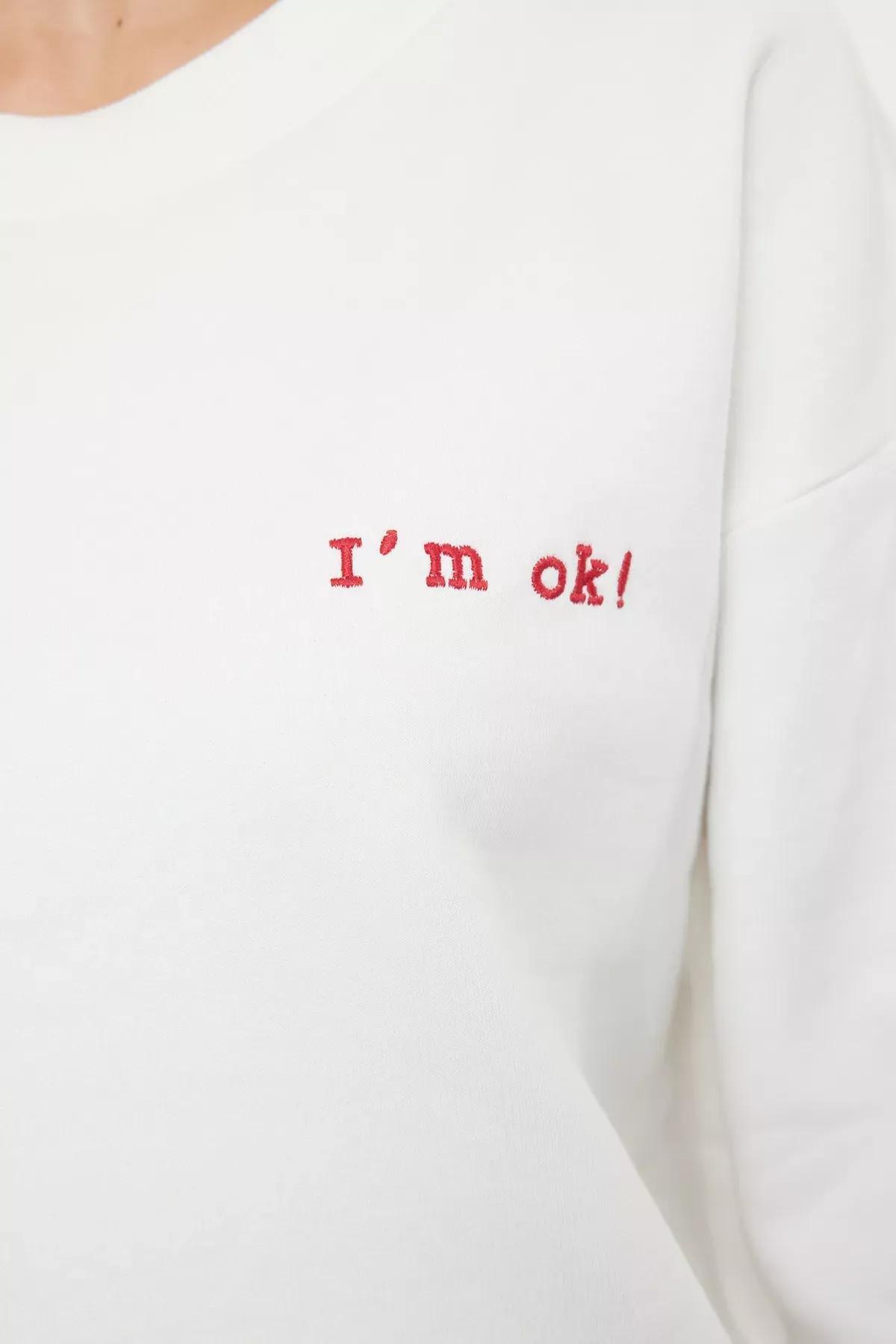 White Regular Sweatshirt, Ecru, large image number 6