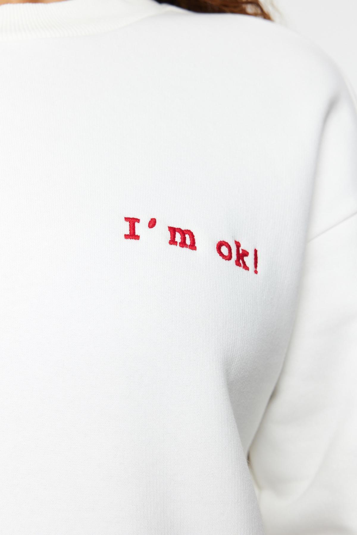 White Regular Sweatshirt, Ecru, large image number 7