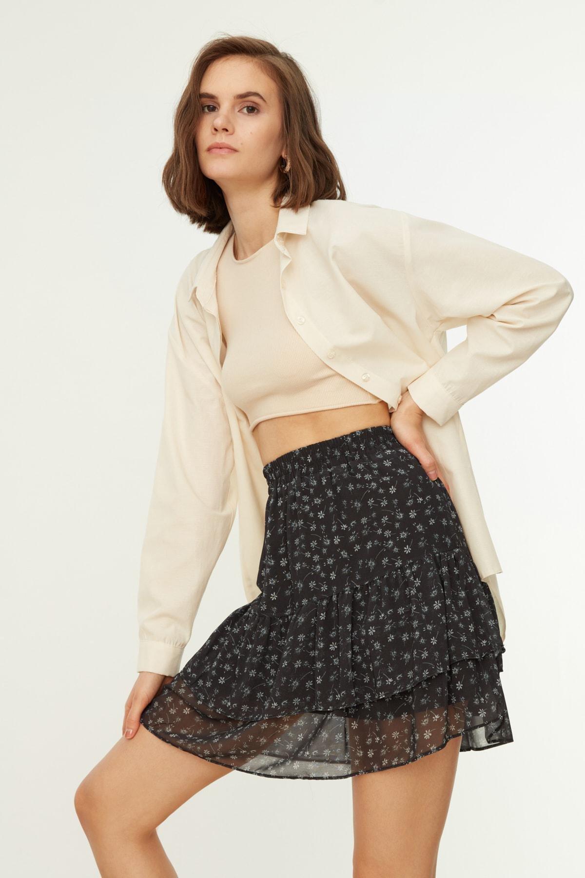 Black A-Line Mini Skirt, , large image number 2