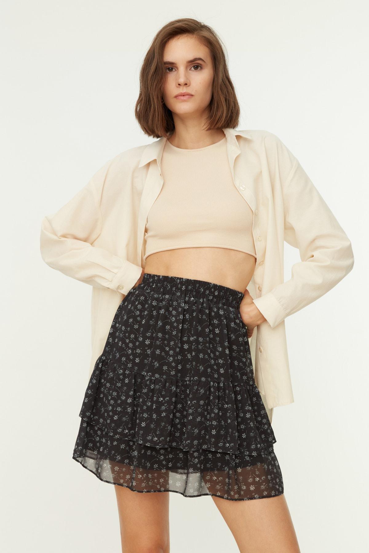 Black A-Line Mini Skirt, , large image number 3