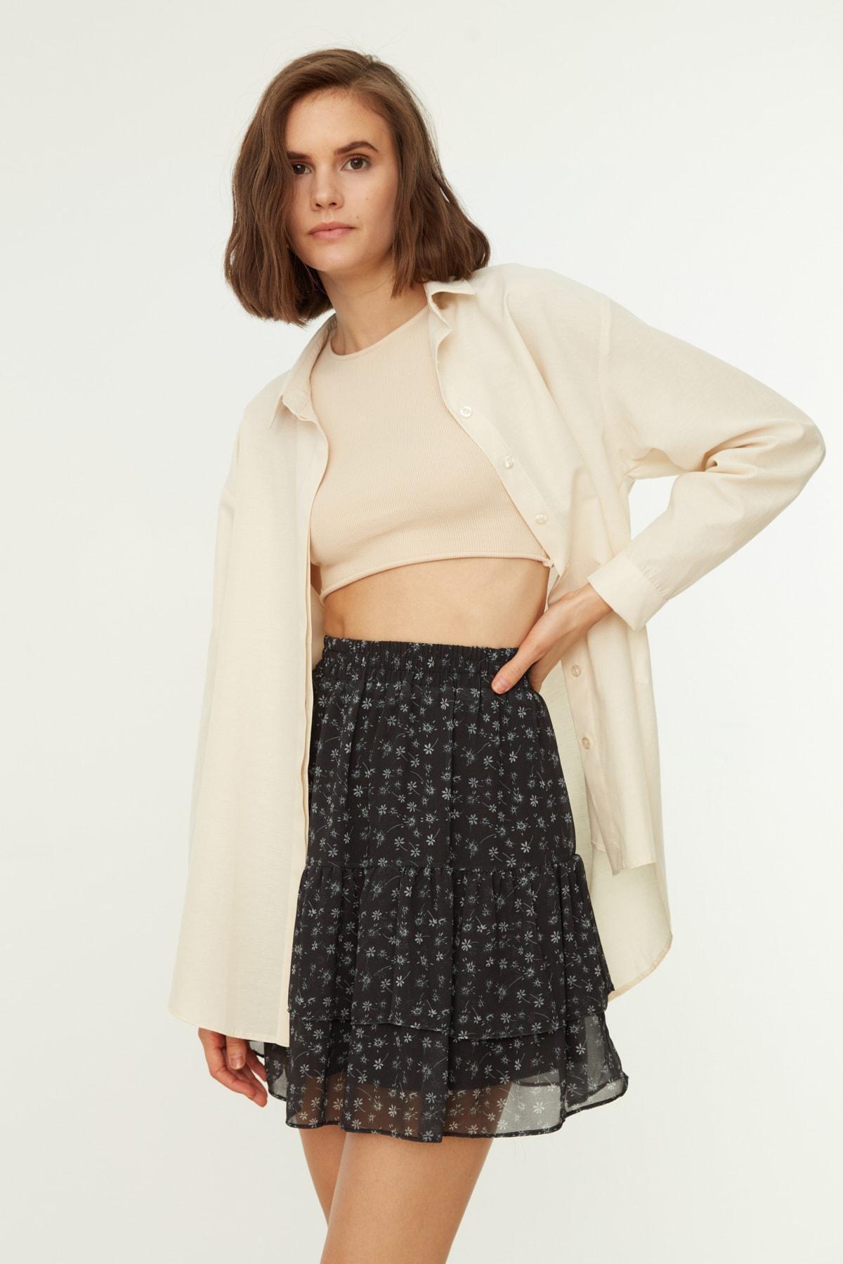 Black A-Line Mini Skirt, , large image number 4