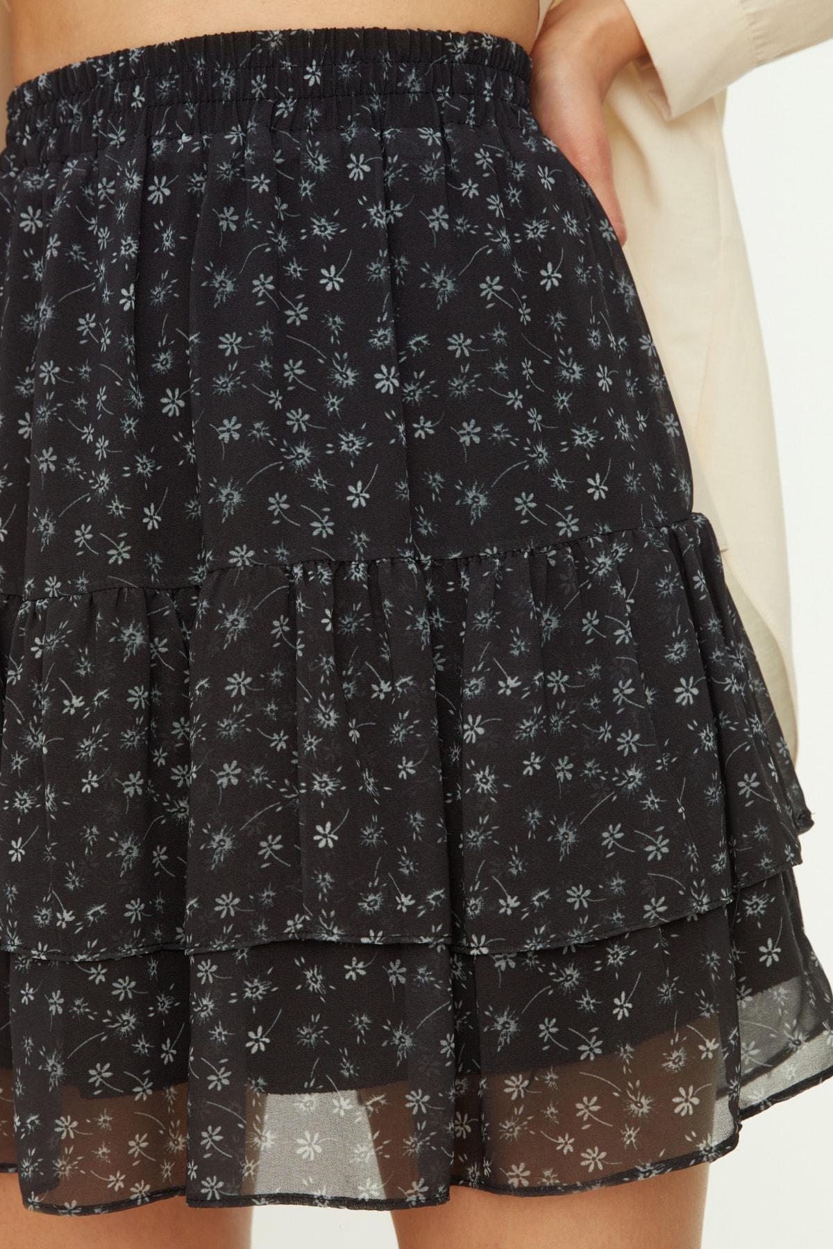 Black A-Line Mini Skirt, , large image number 5