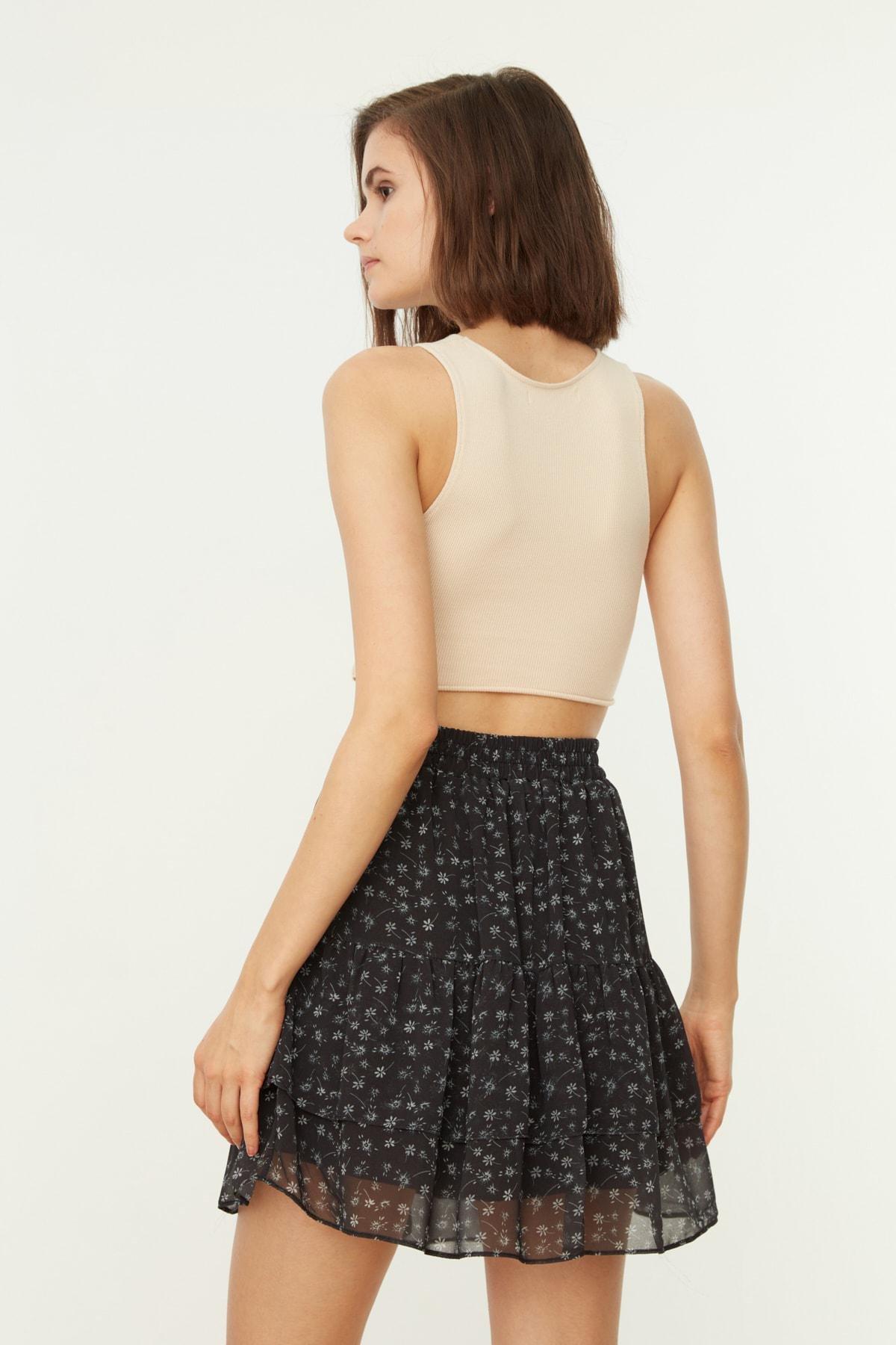 Black A-Line Mini Skirt, , large image number 6