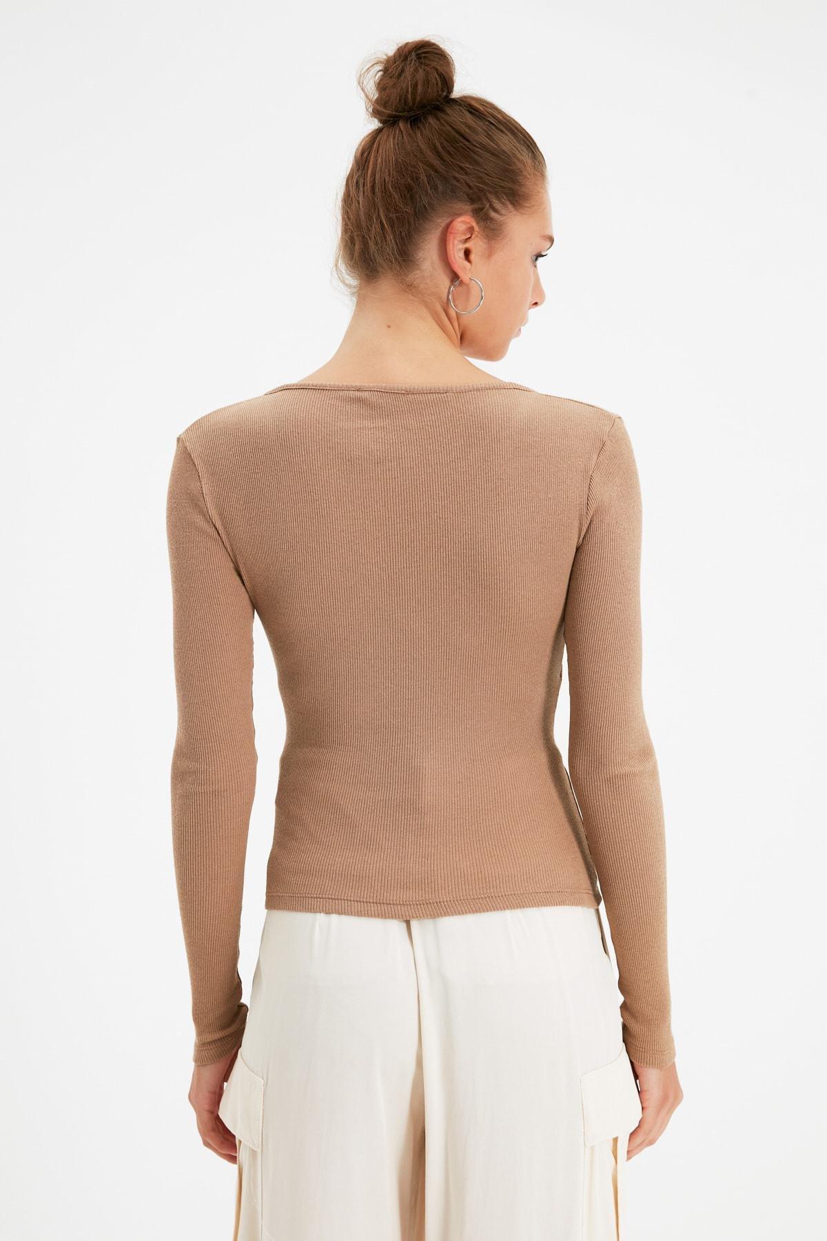 Brown Slim Cache-Coeur Blouse, , large image number 9