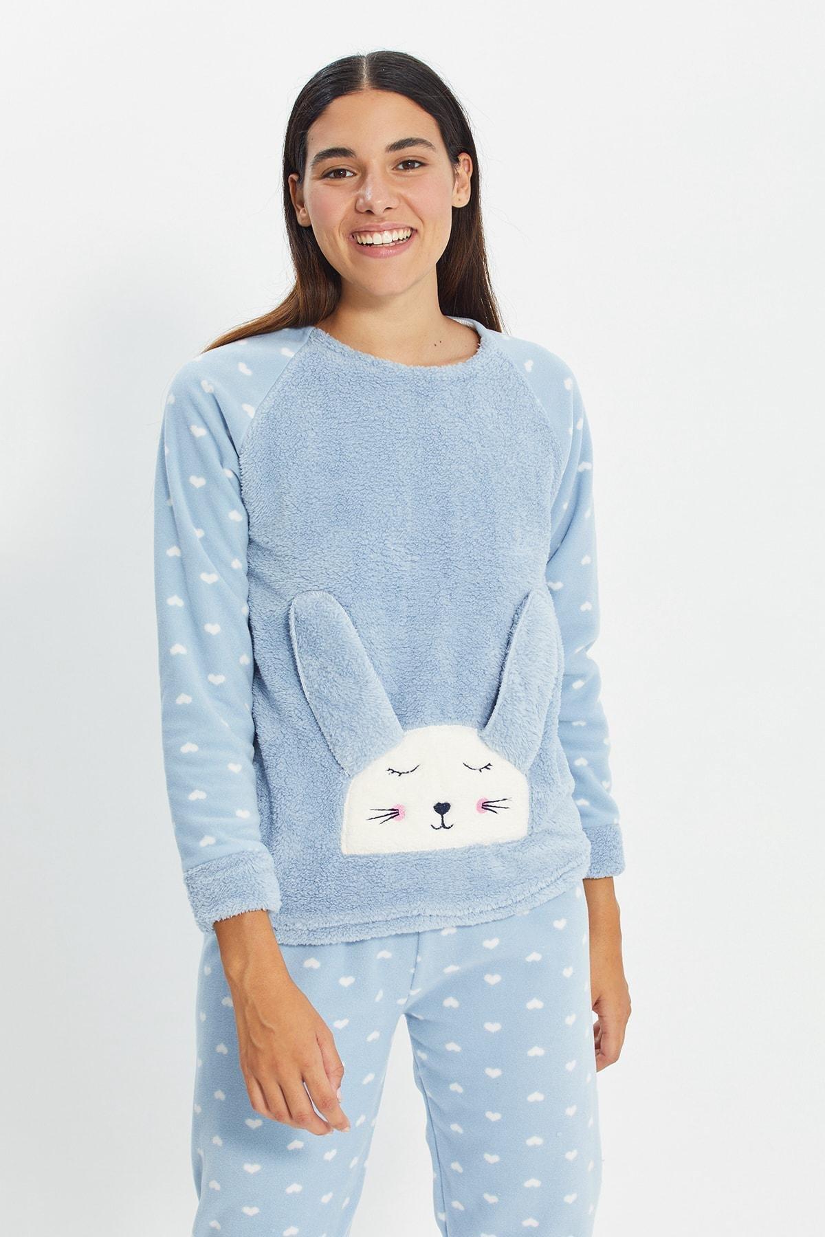 Blue Plain Pajama Set, , large image number 0