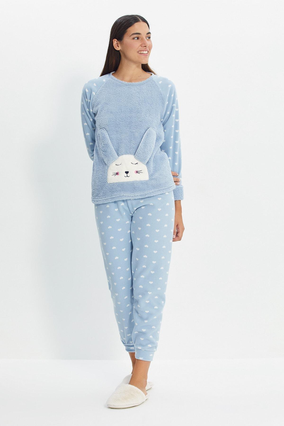 Blue Plain Pajama Set, , large image number 1