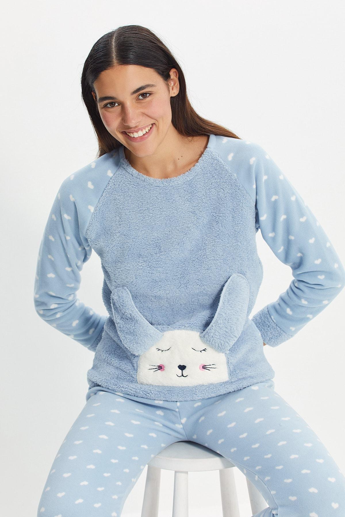 Blue Plain Pajama Set, , large image number 5