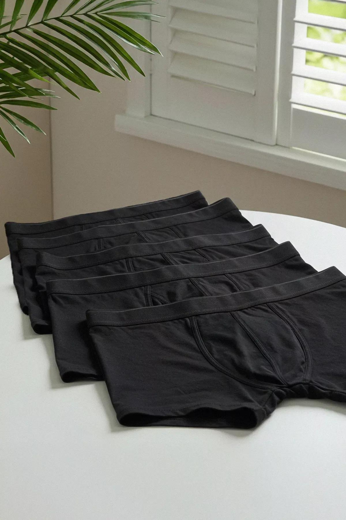 Black Boxer Shorts, Set Of 5, , large image number 1