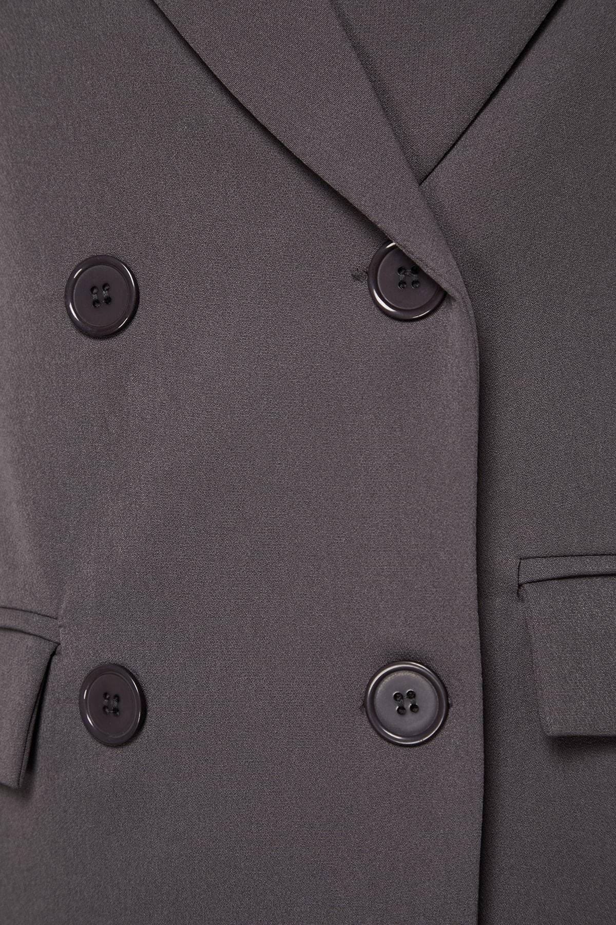 Brown Double Breasted Blazer, , large image number 6