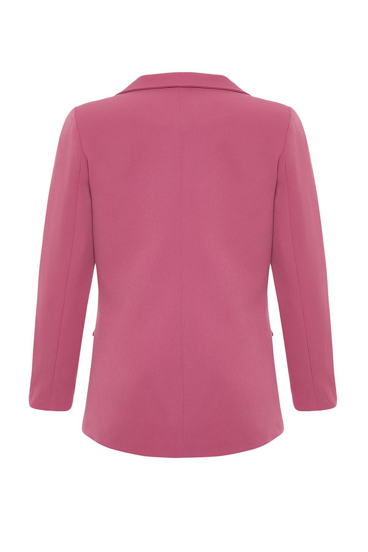 Pink Lined Double-Breasted Blazer, , large image number 6