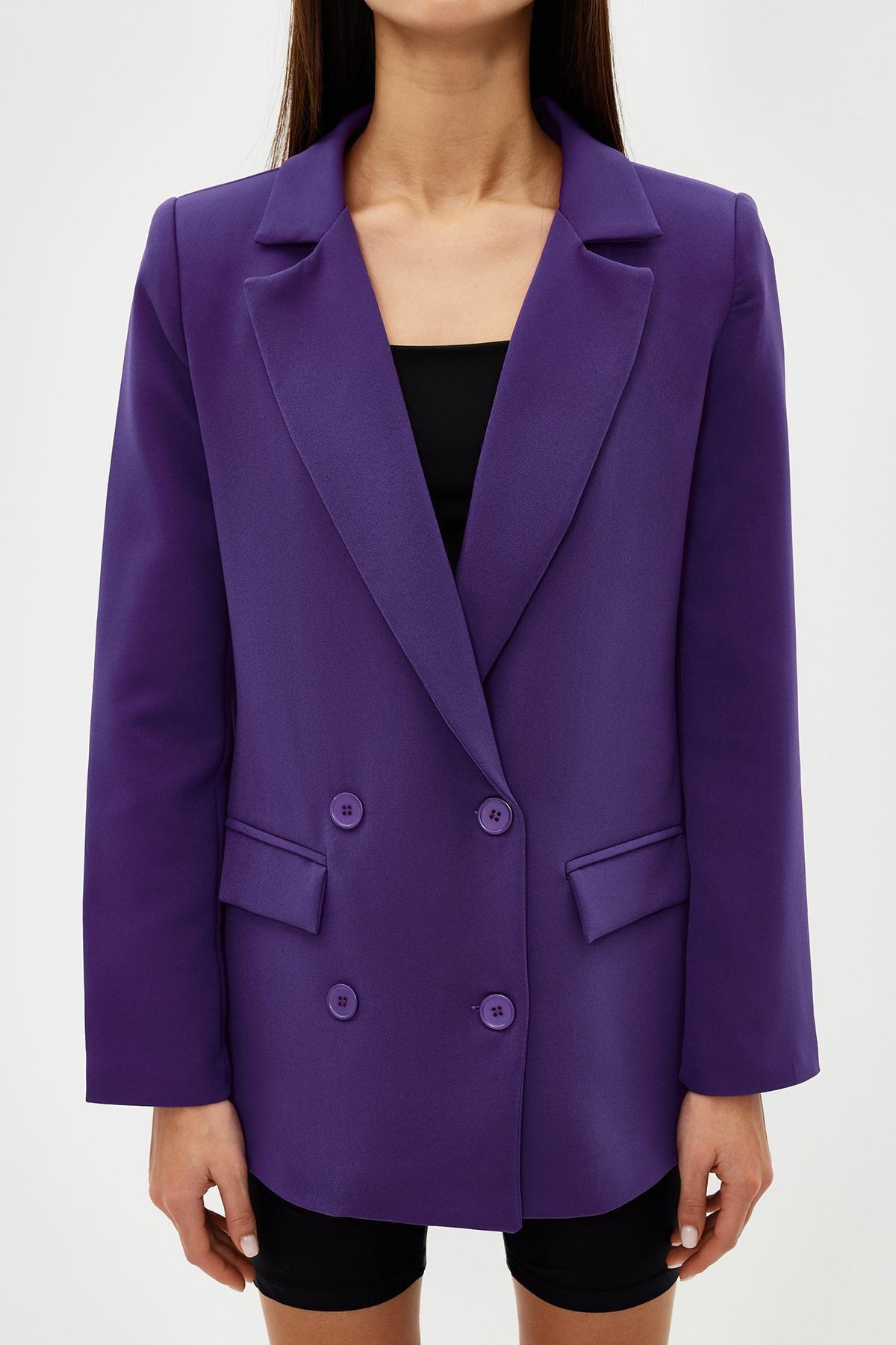 Purple Lined Double Breasted Blazer, , large image number 4