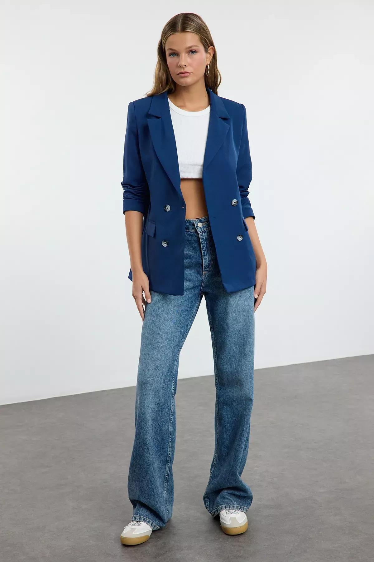 Navy Regular Fit Blazer, Dark blue, medium
