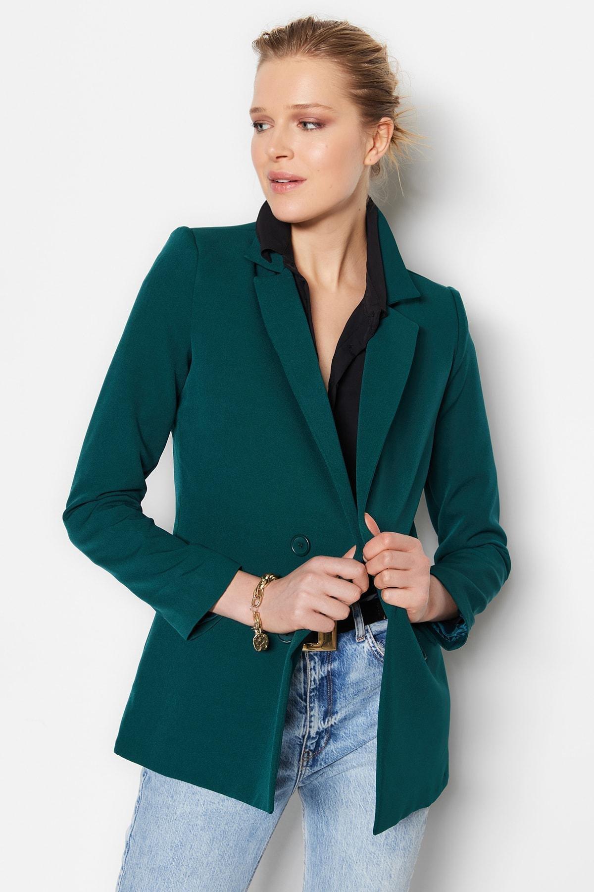 Green Double-Breasted Blazer, , large image number 5