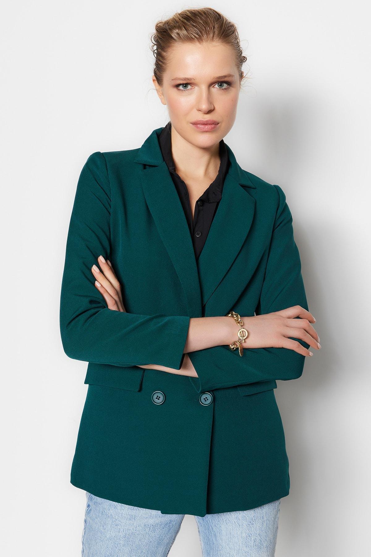 Green Double-Breasted Blazer, , large image number 6