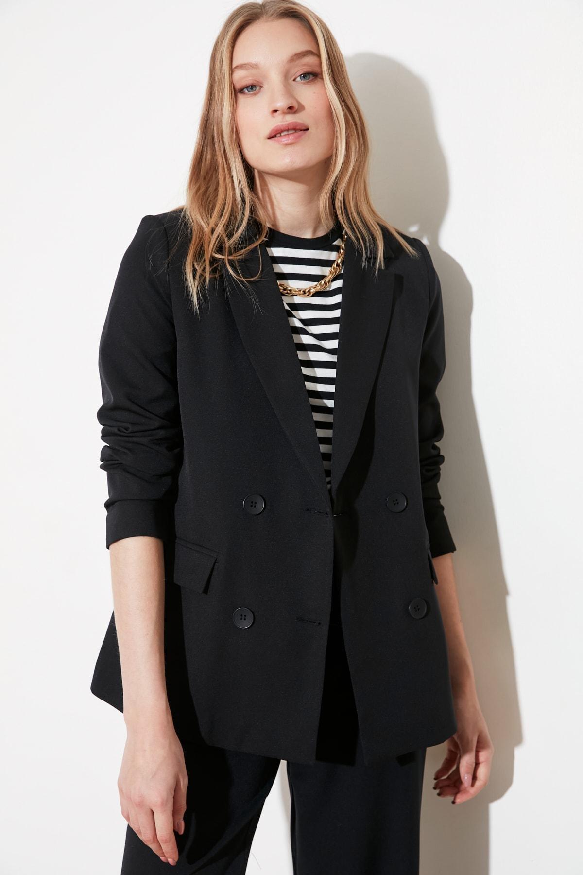 Black Double-Breasted Blazer, , large image number 4