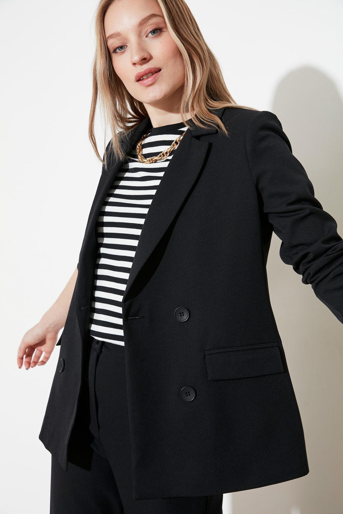 Black Double-Breasted Blazer, , large image number 5