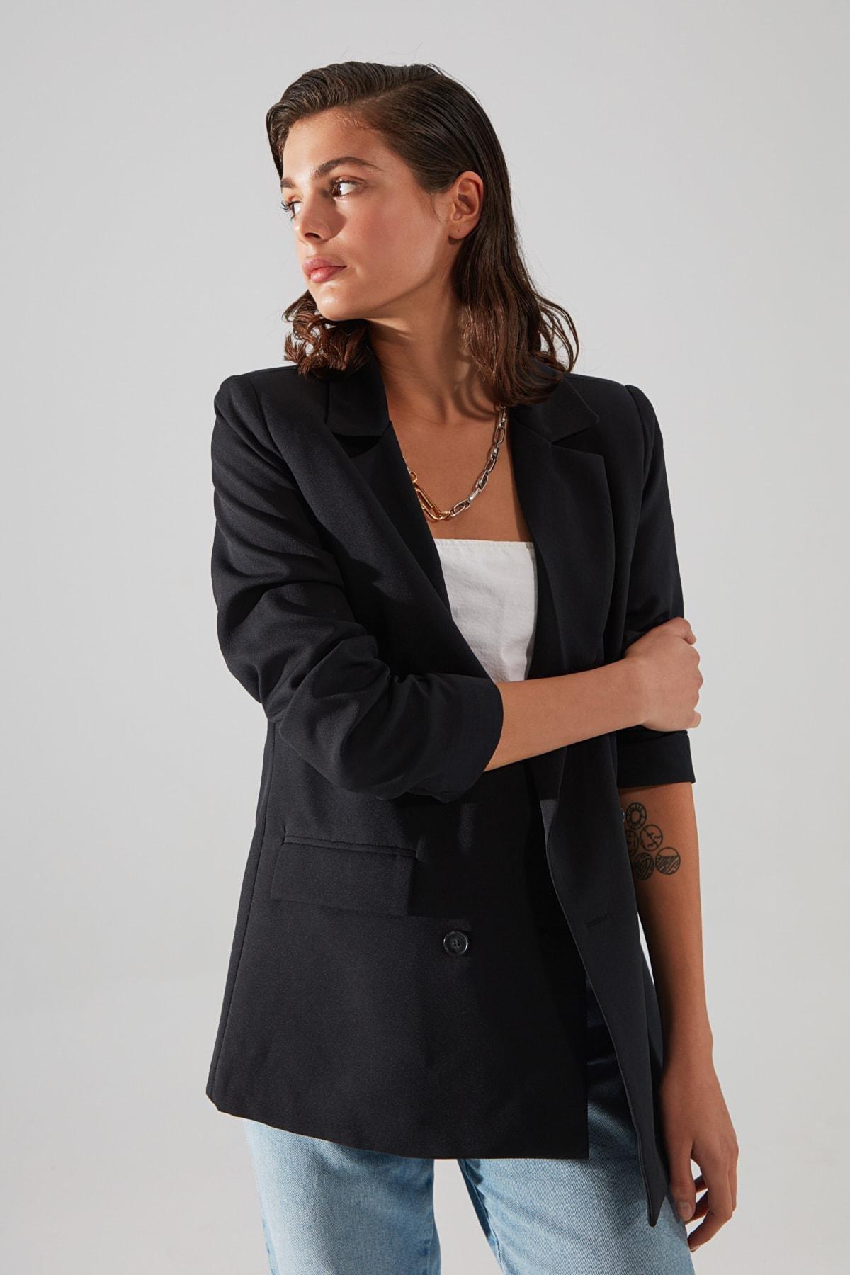 Black Double-Breasted Blazer, , large image number 6