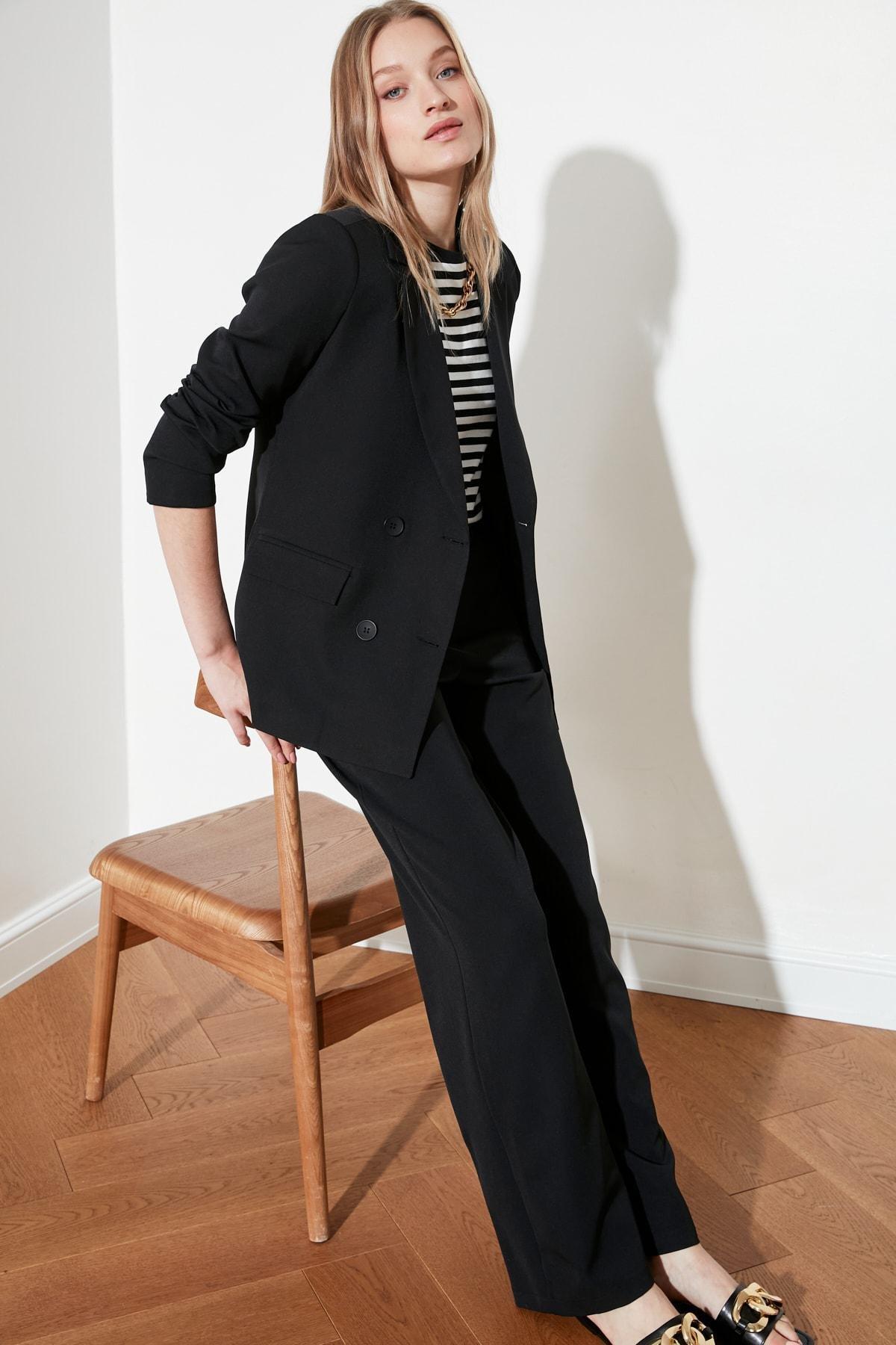 Black Double-Breasted Blazer, , large image number 7
