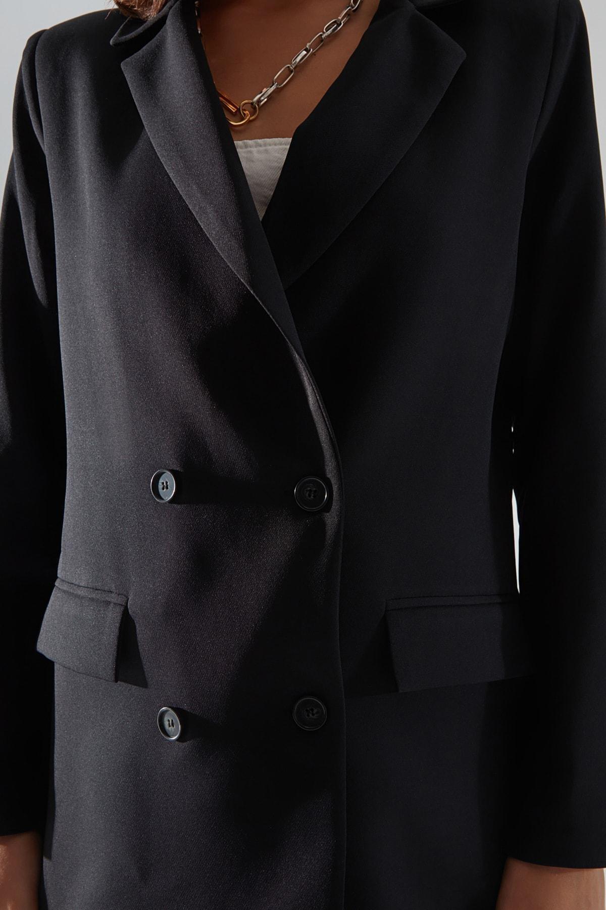 Black Double-Breasted Blazer, , large image number 9