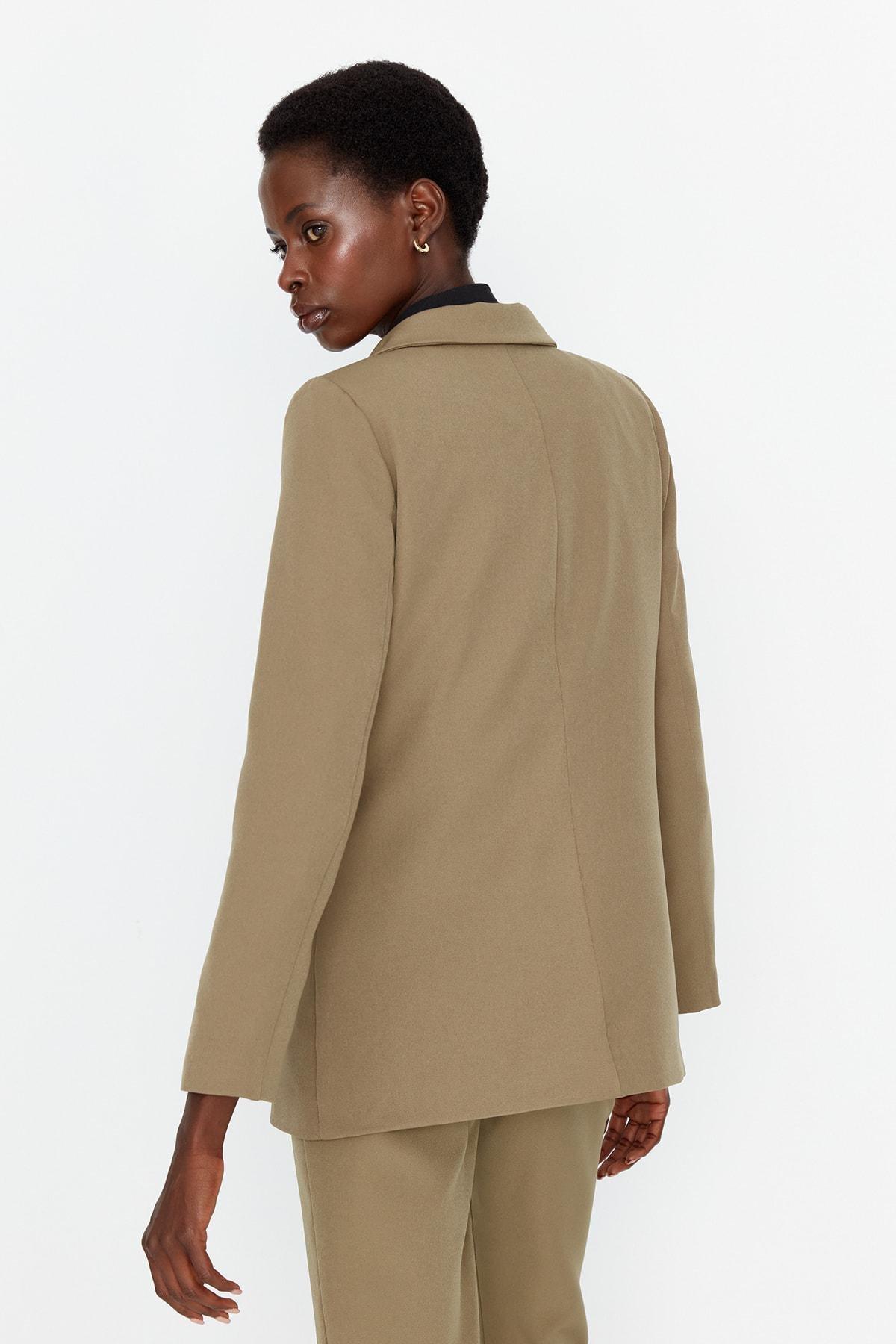 Khaki Double-Breasted Blazer, Khaki, large image number 4