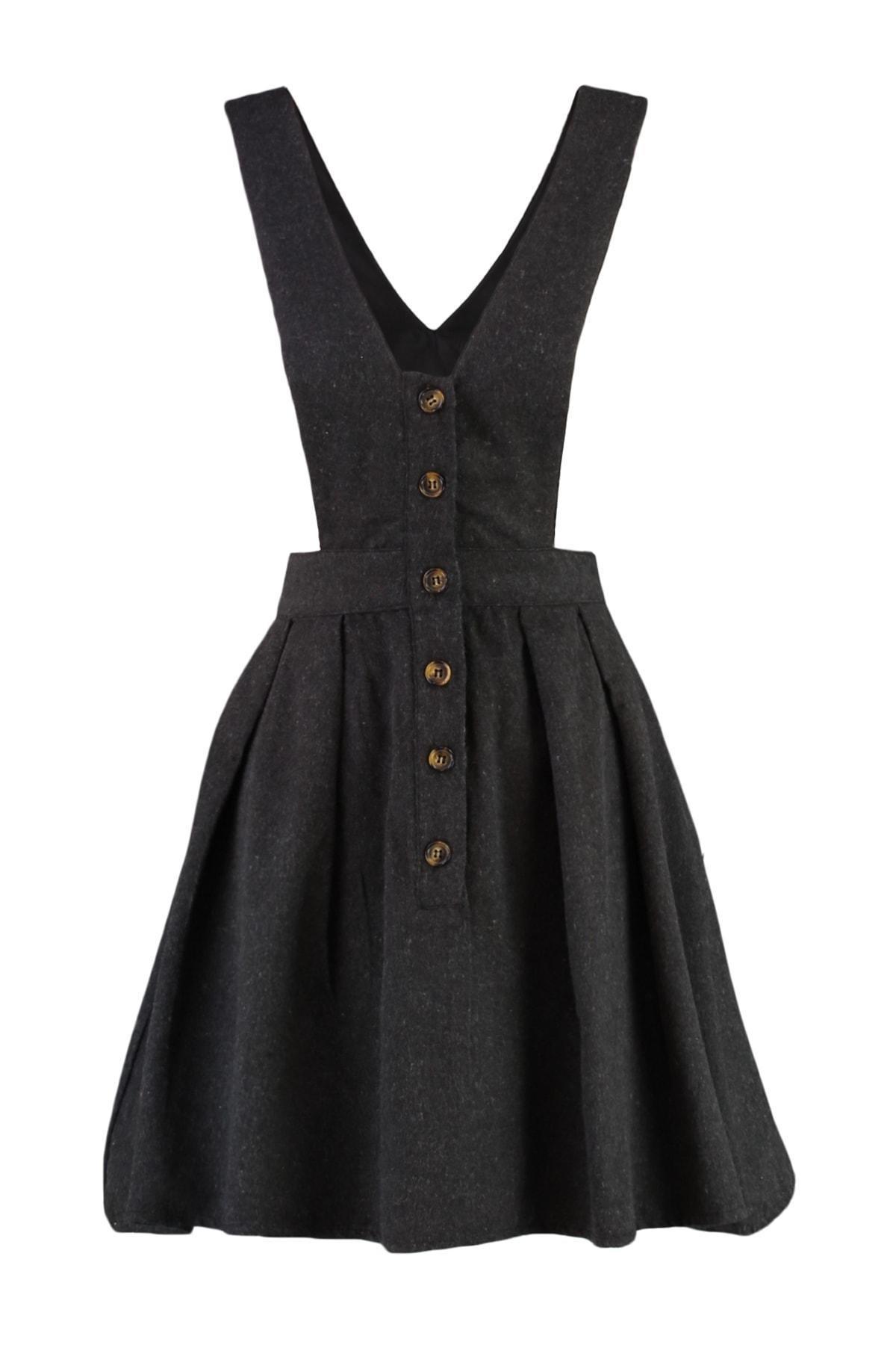 Grey V-Neck Dress, Gray, large image number 5