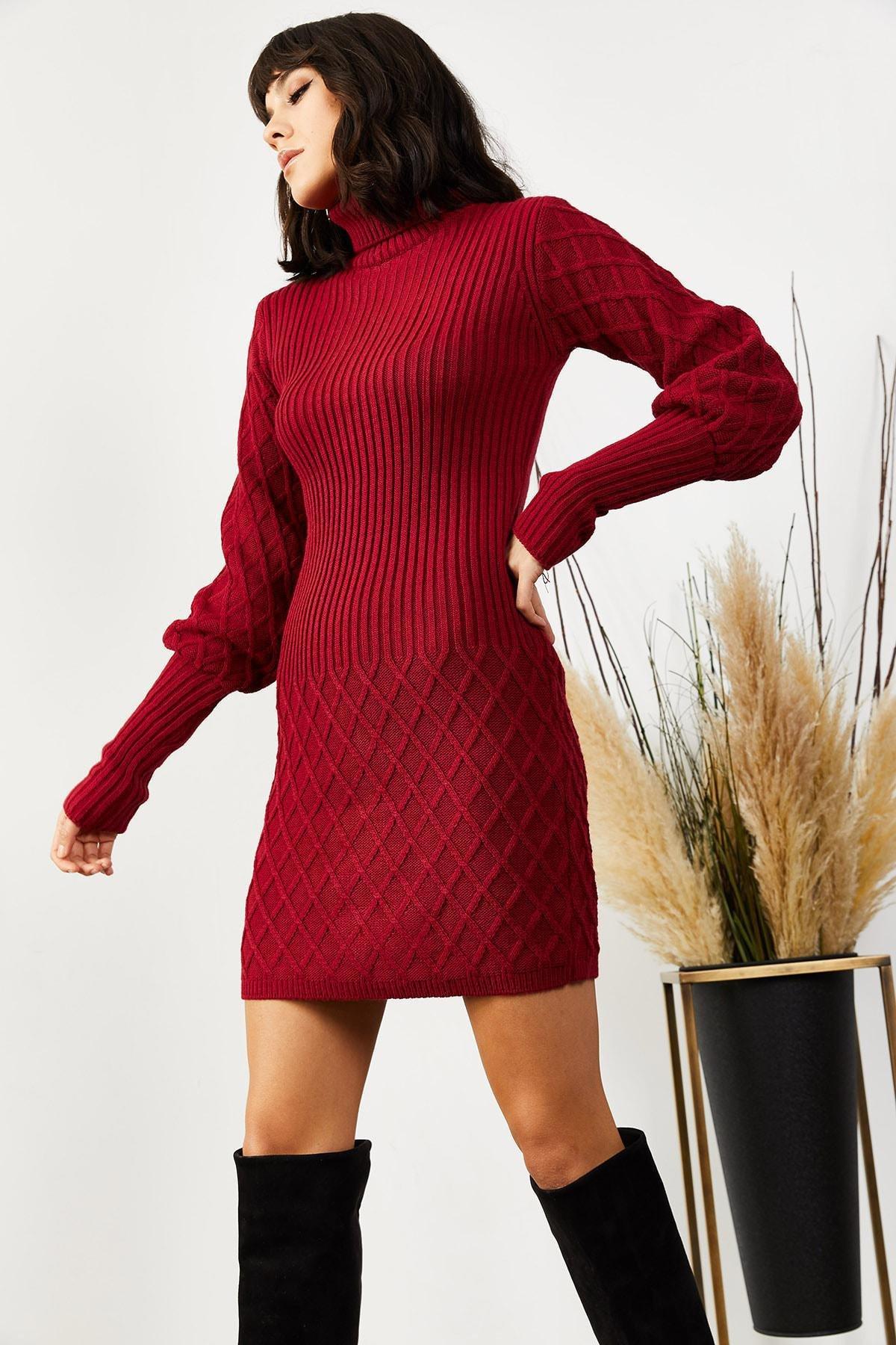 Burgundy Pullover Dress, Burgundy, large image number 0