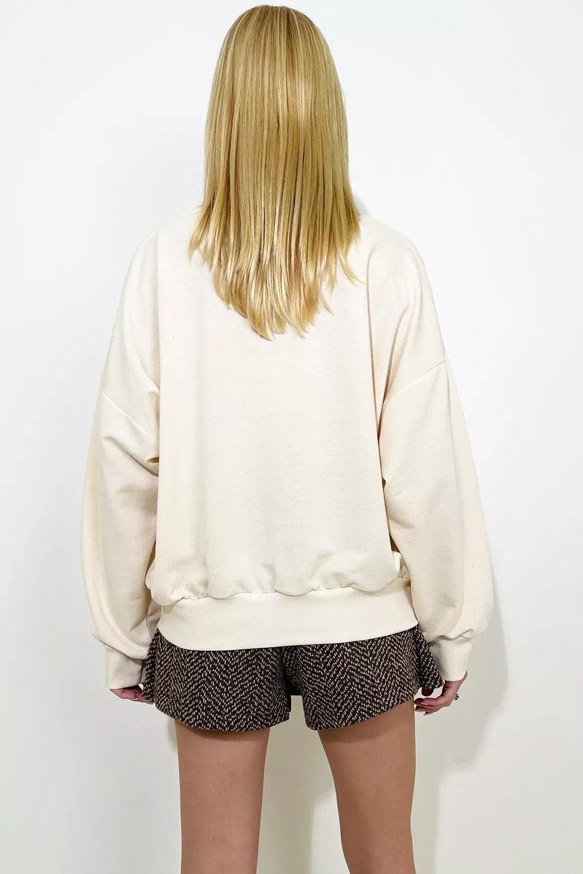 Beige Crew Neck Sweatshirt, , large image number 10