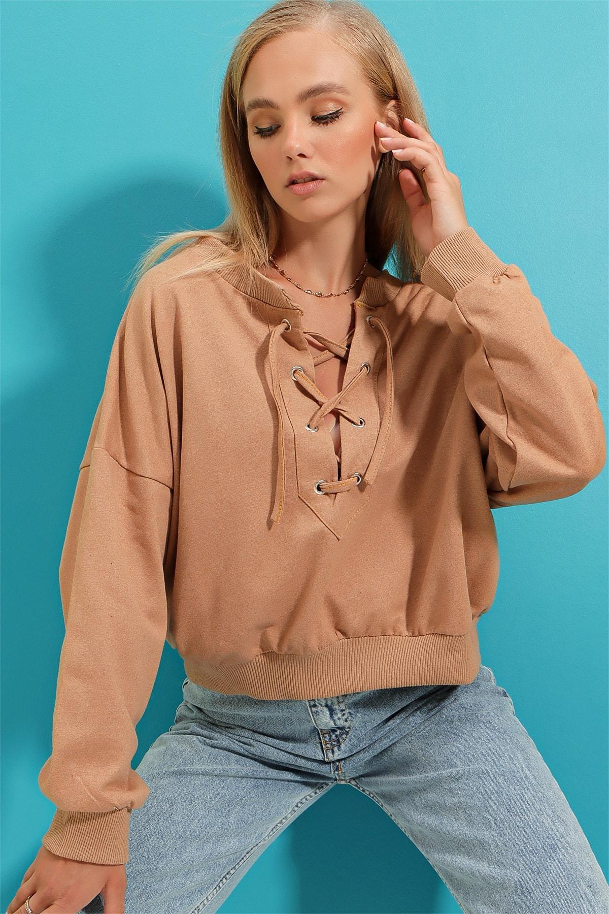 Beige Crew Neck Sweatshirt, , large image number 11