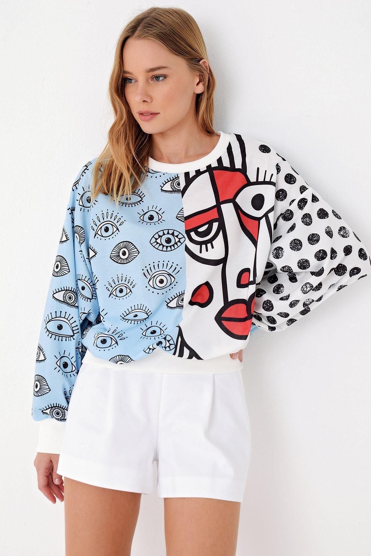 Blue Digital Printed Sweatshirt, , large image number 1