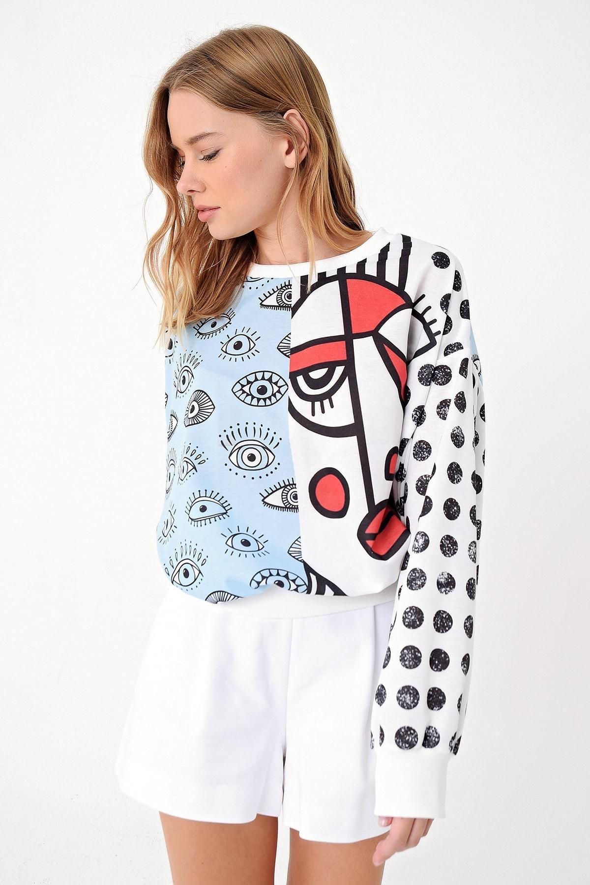 Blue Digital Printed Sweatshirt, , large image number 2