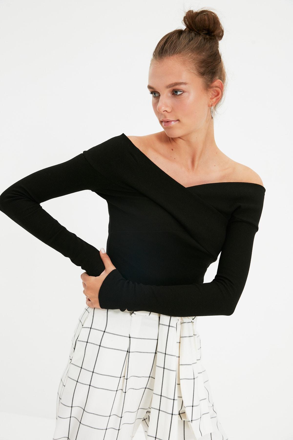 Black Carmen Collar Bodysuit, , large image number 0