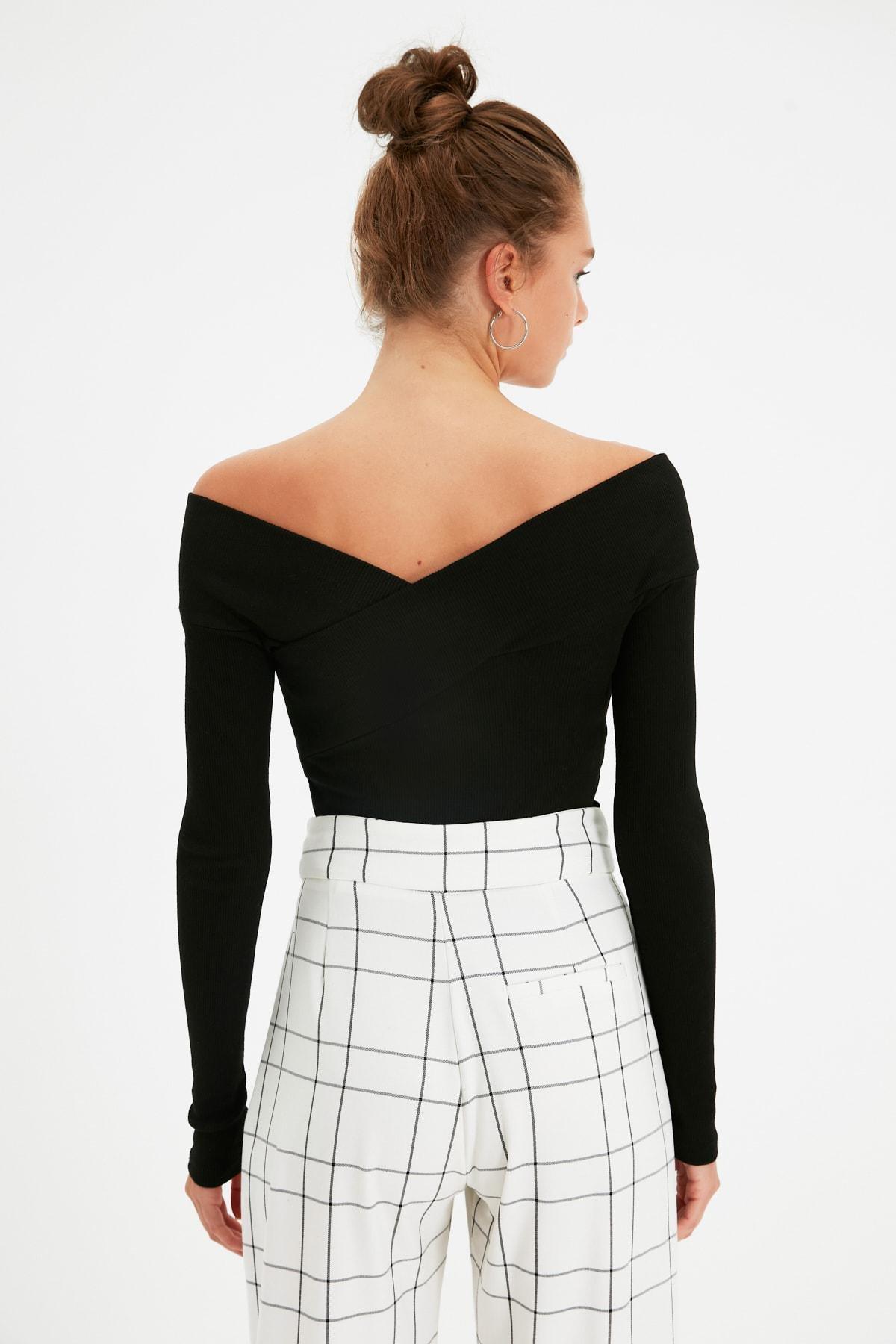Black Carmen Collar Bodysuit, , large image number 4